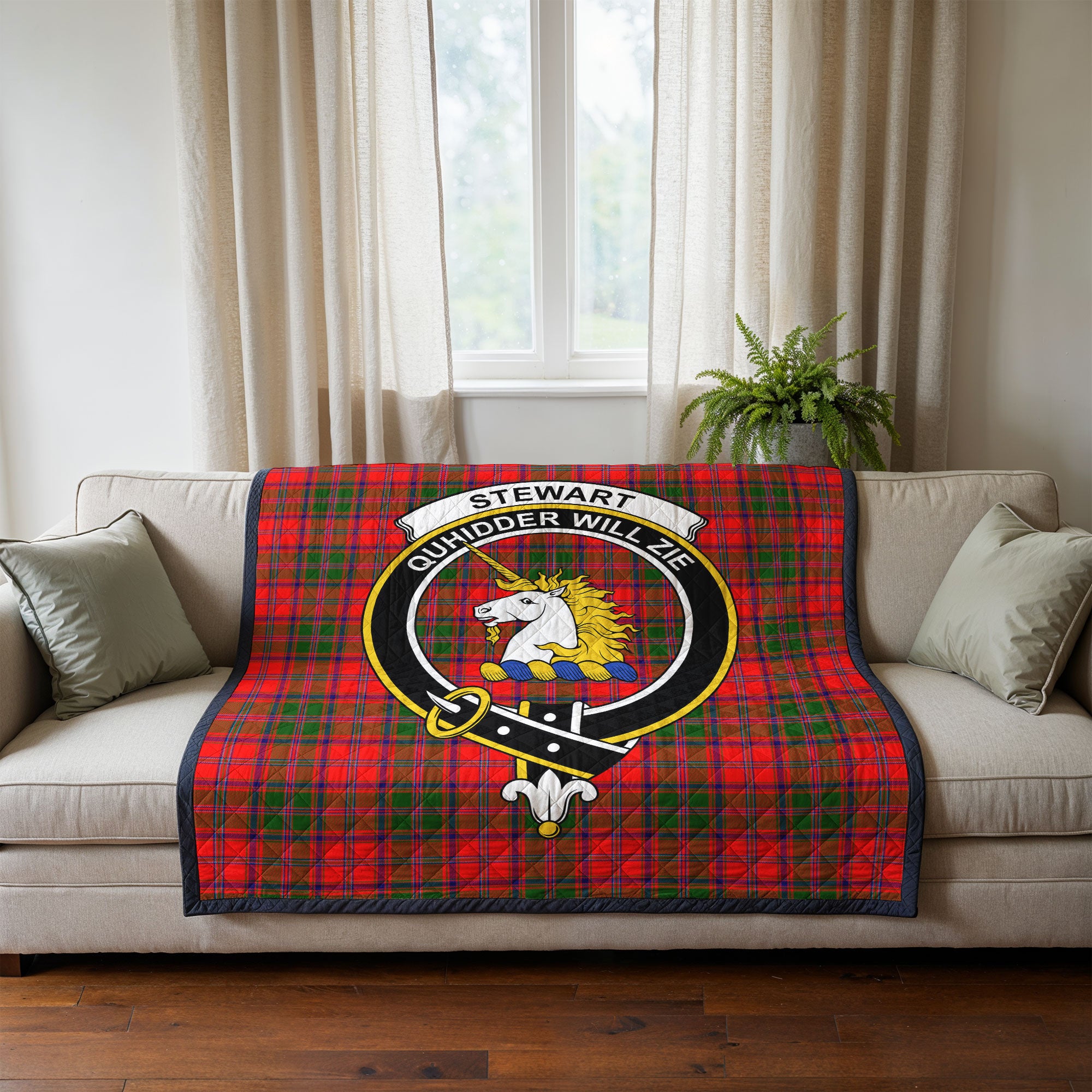 Stewart of Appin Modern Tartan Crest Quilt