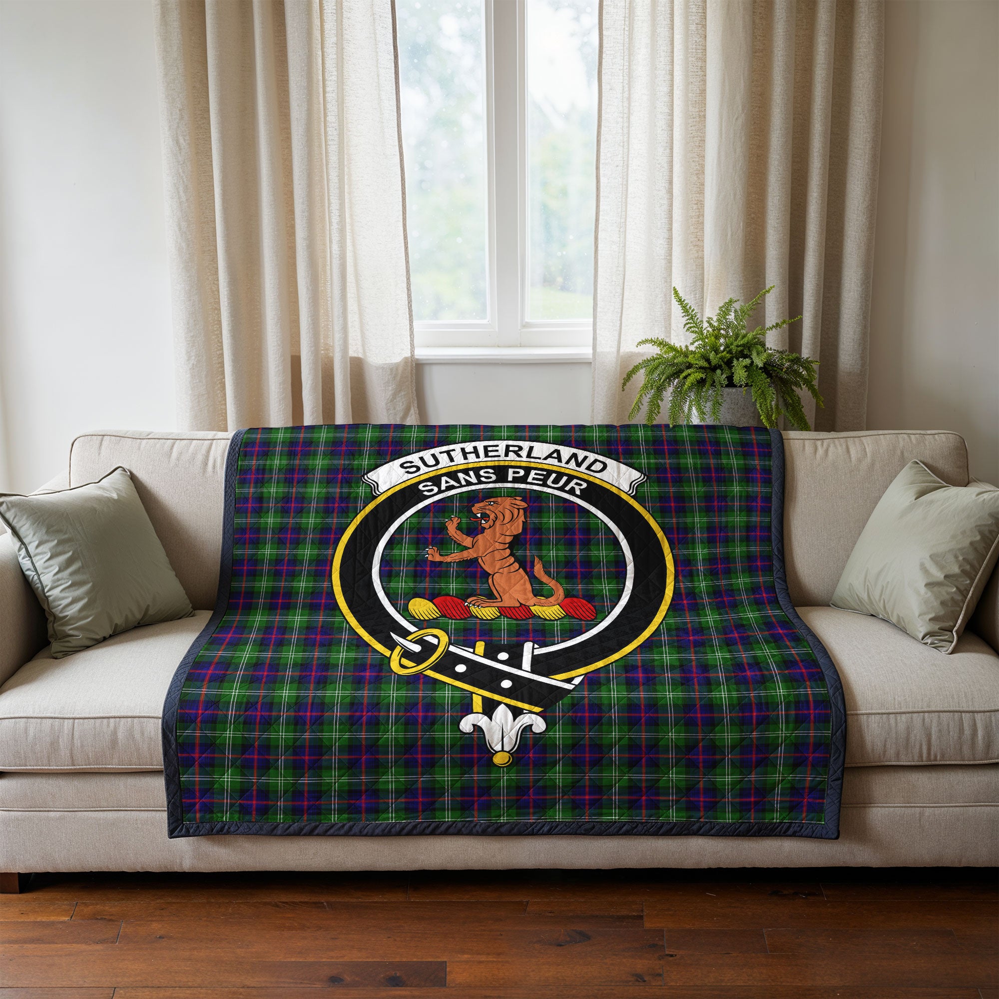 Sutherland Modern Tartan Crest Quilt