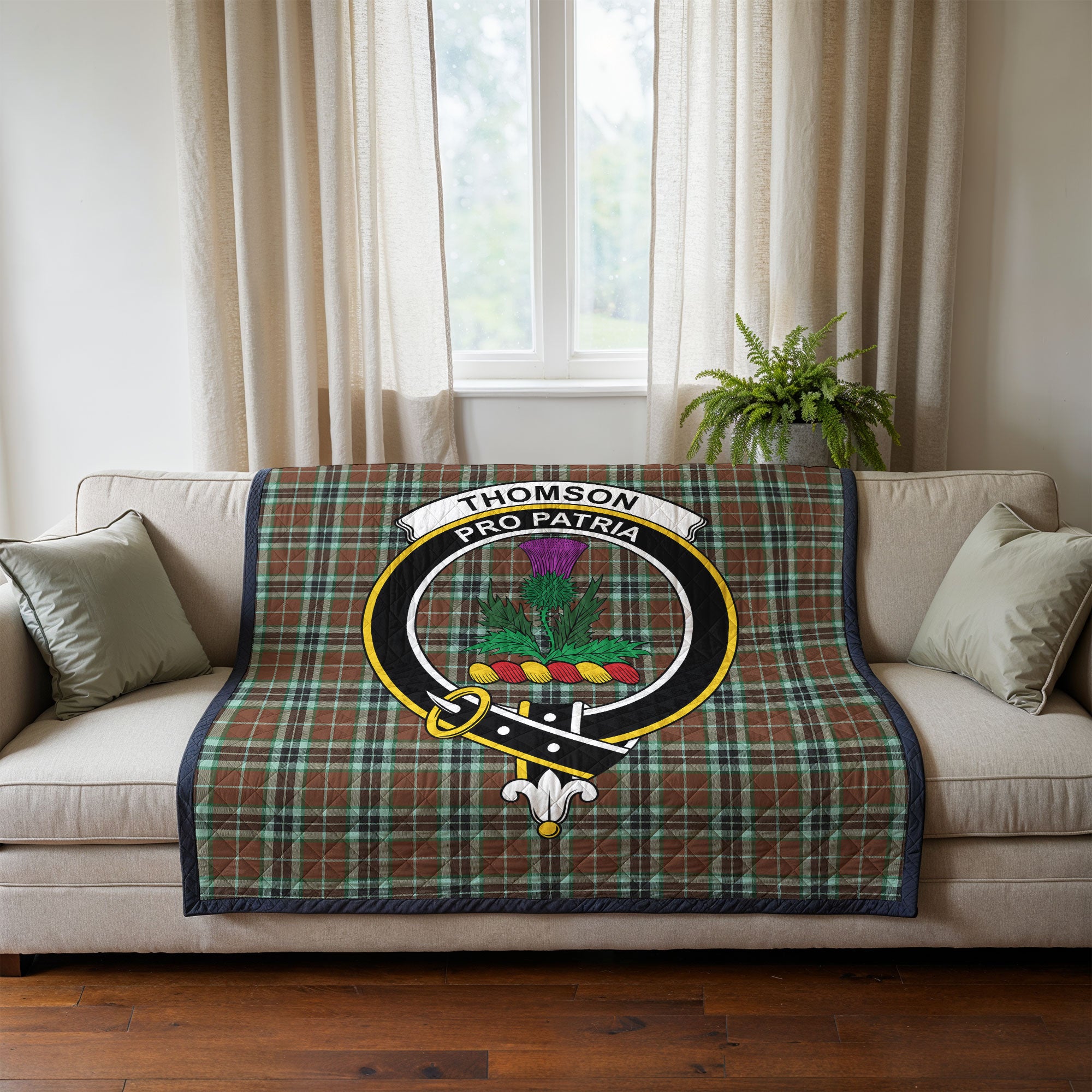 Thomson Hunting Modern Tartan Crest Quilt