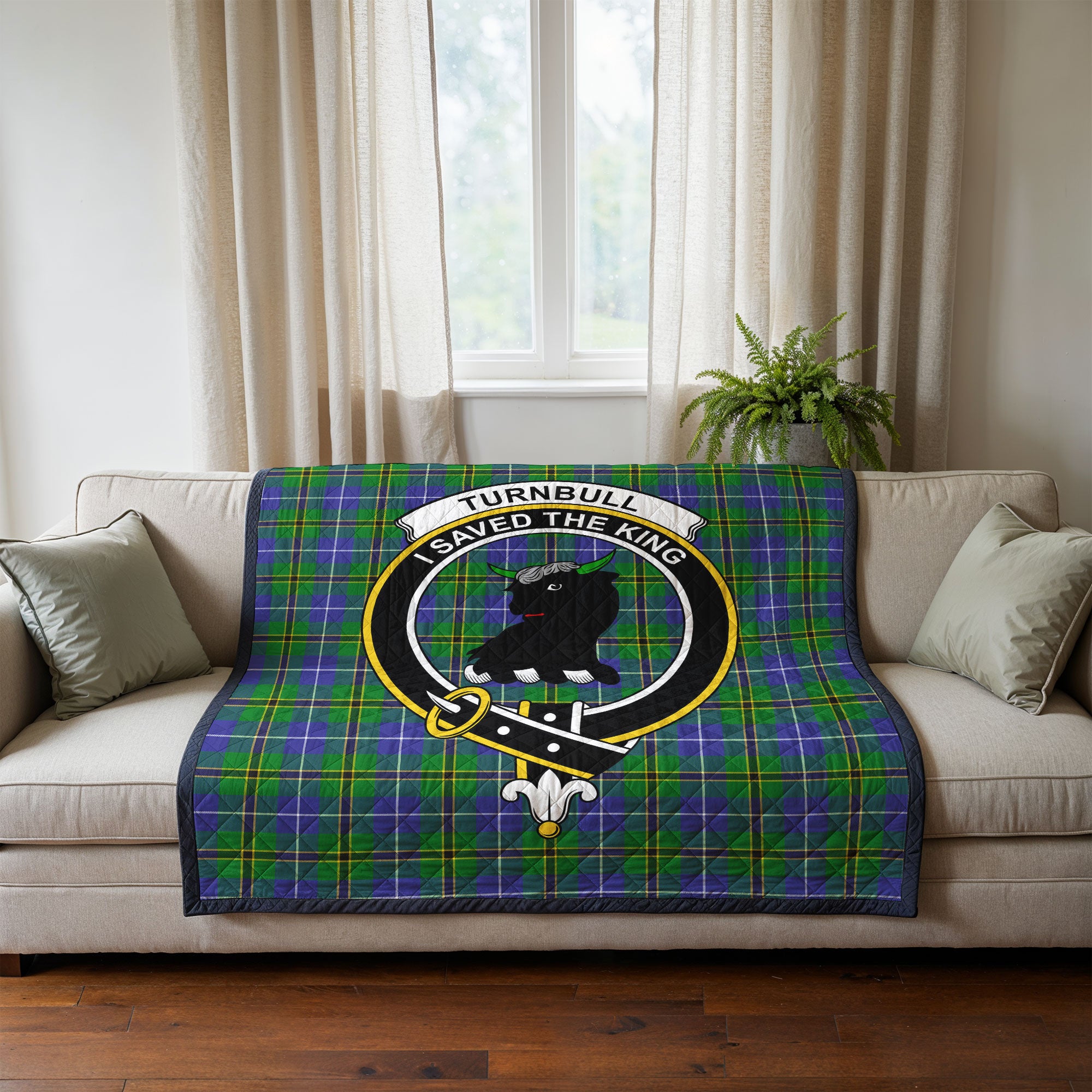 Turnbull Hunting Tartan Crest Quilt