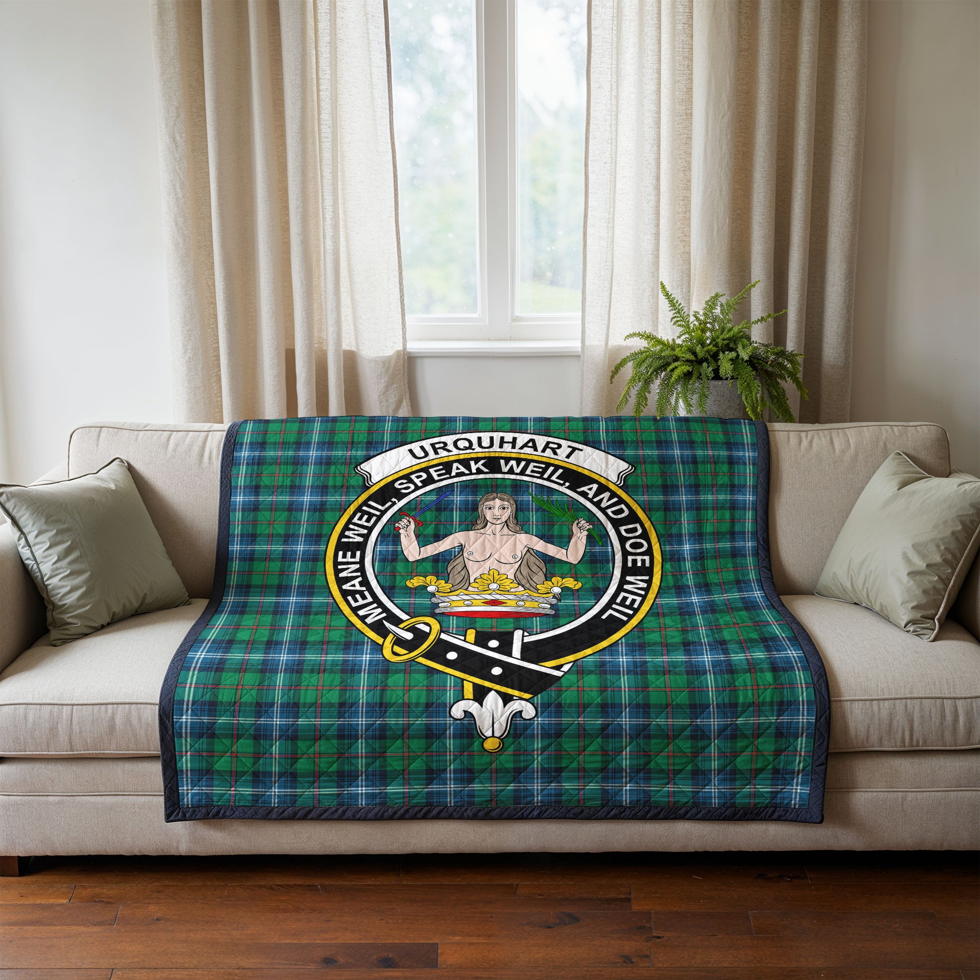 Urquhart Ancient Tartan Crest Quilt