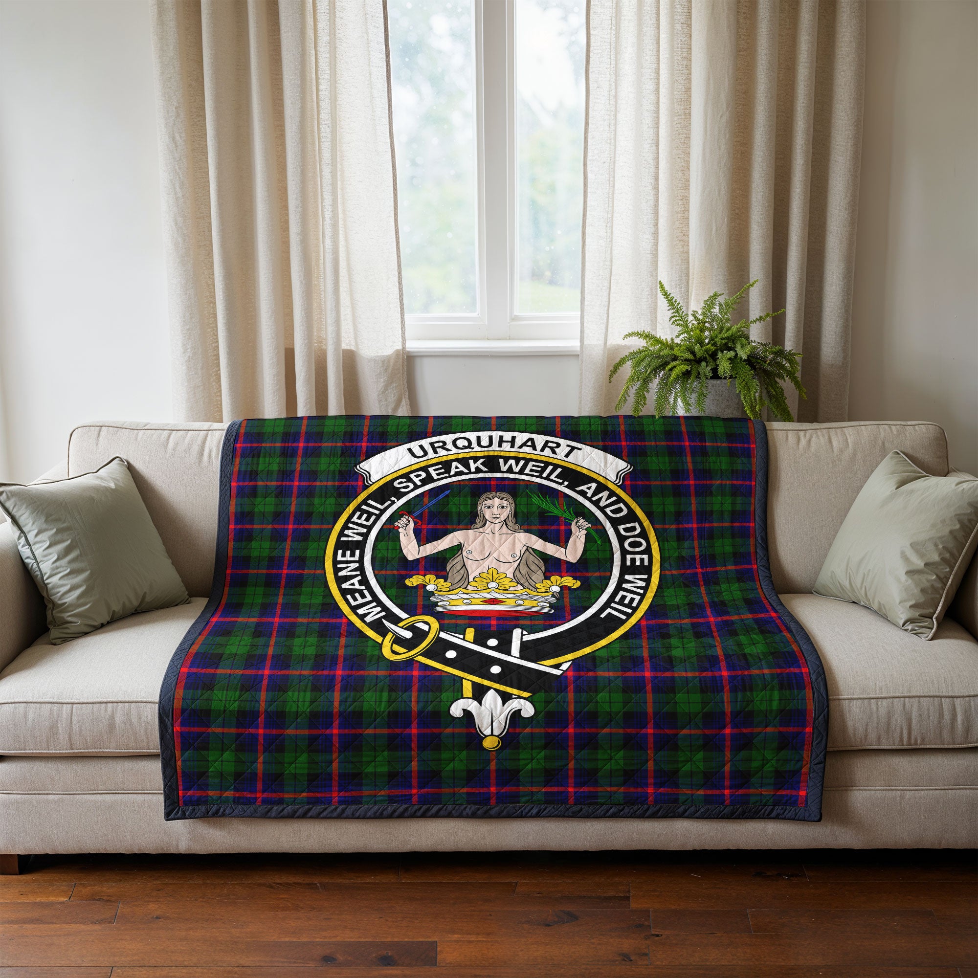 Urquhart Modern Tartan Crest Quilt