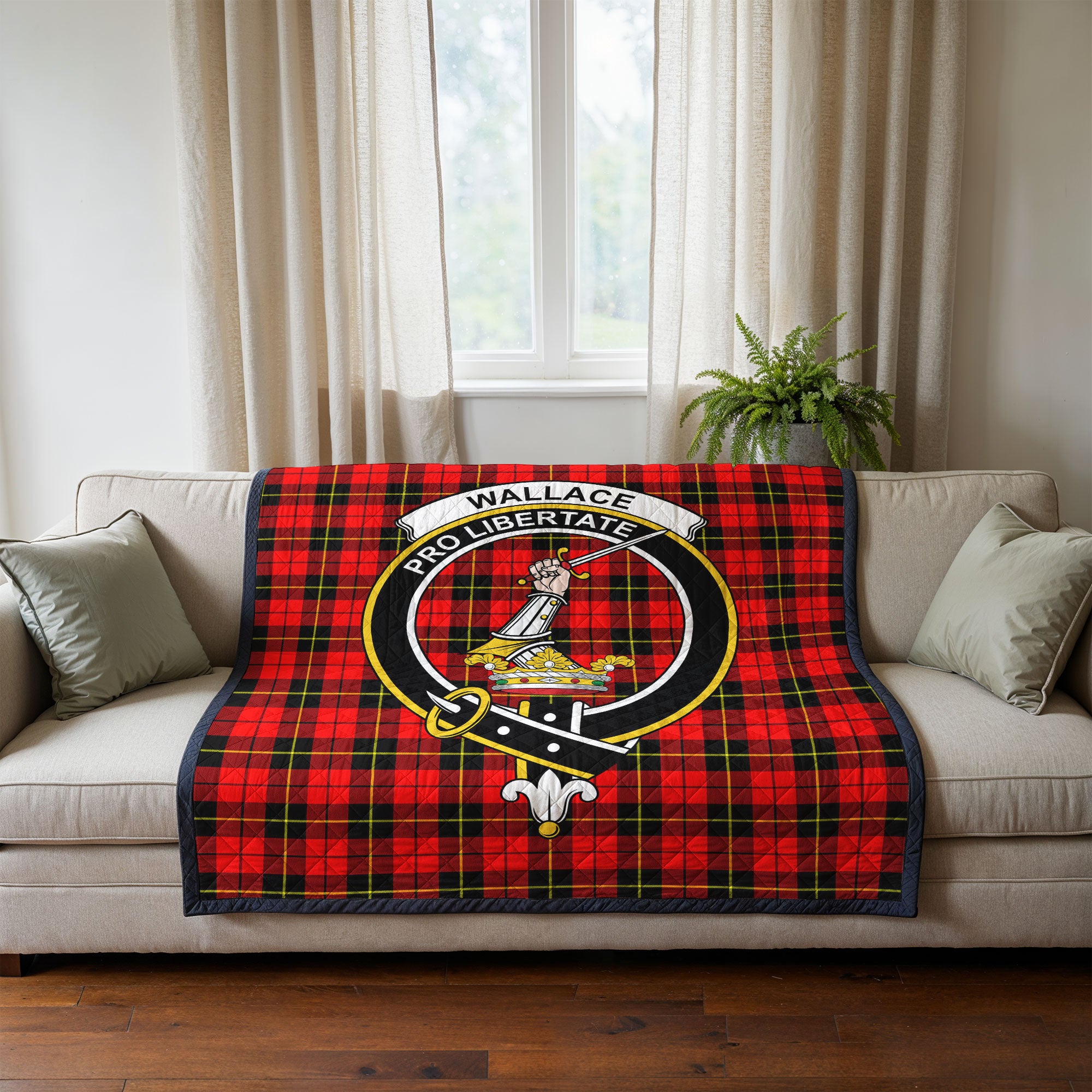 Wallace Hunting Red Tartan Crest Quilt