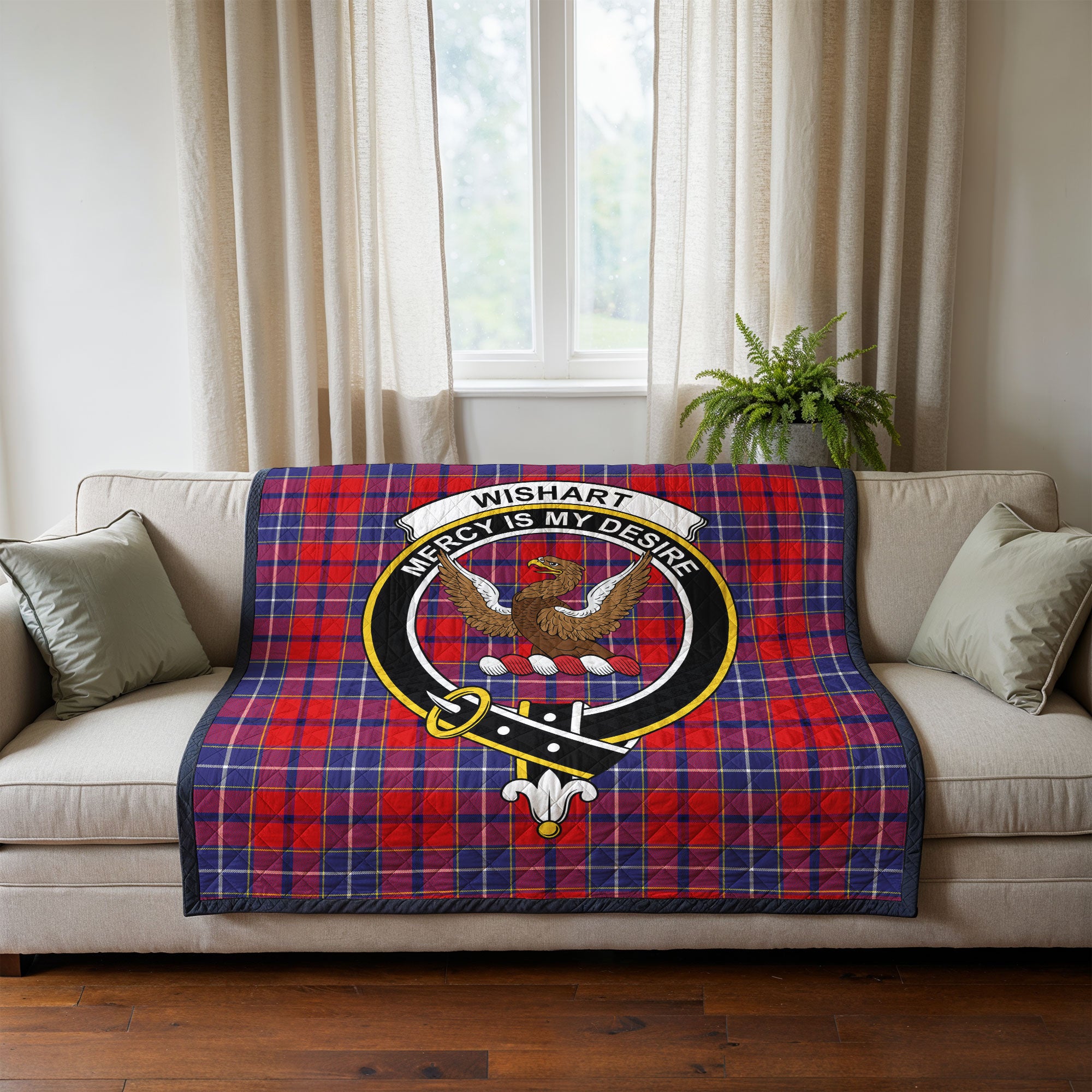Wishart Dress Tartan Crest Quilt