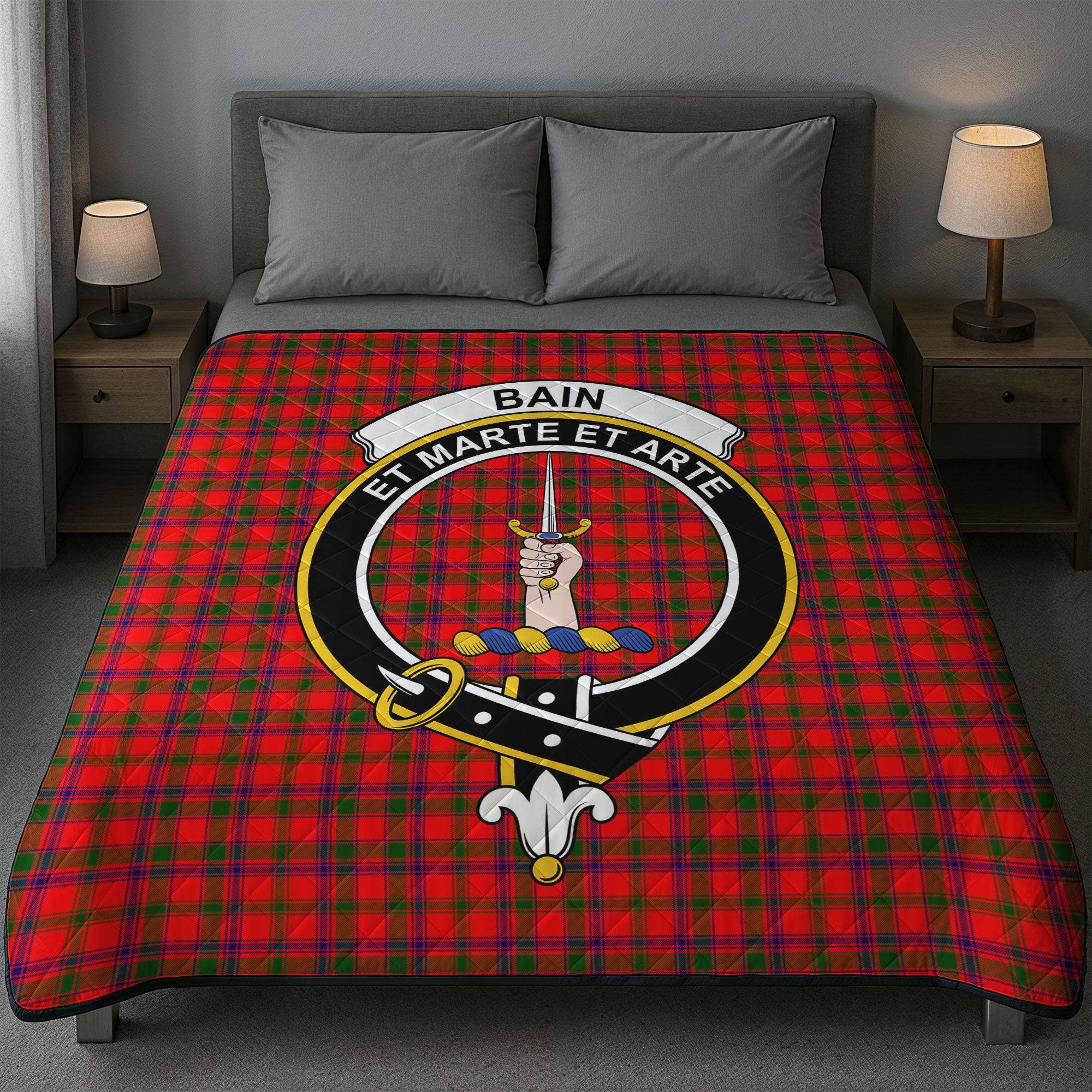 Bain Tartan Crest Quilt