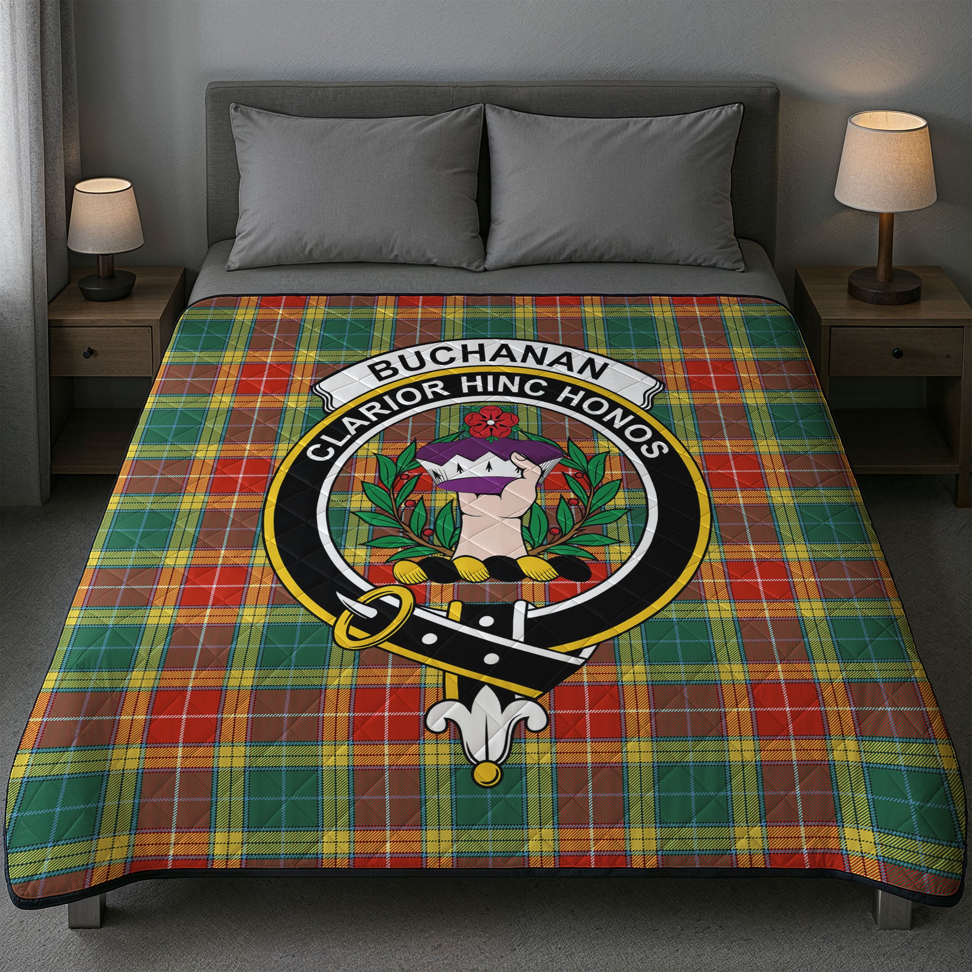 Buchanan Old Sett Tartan Crest Quilt