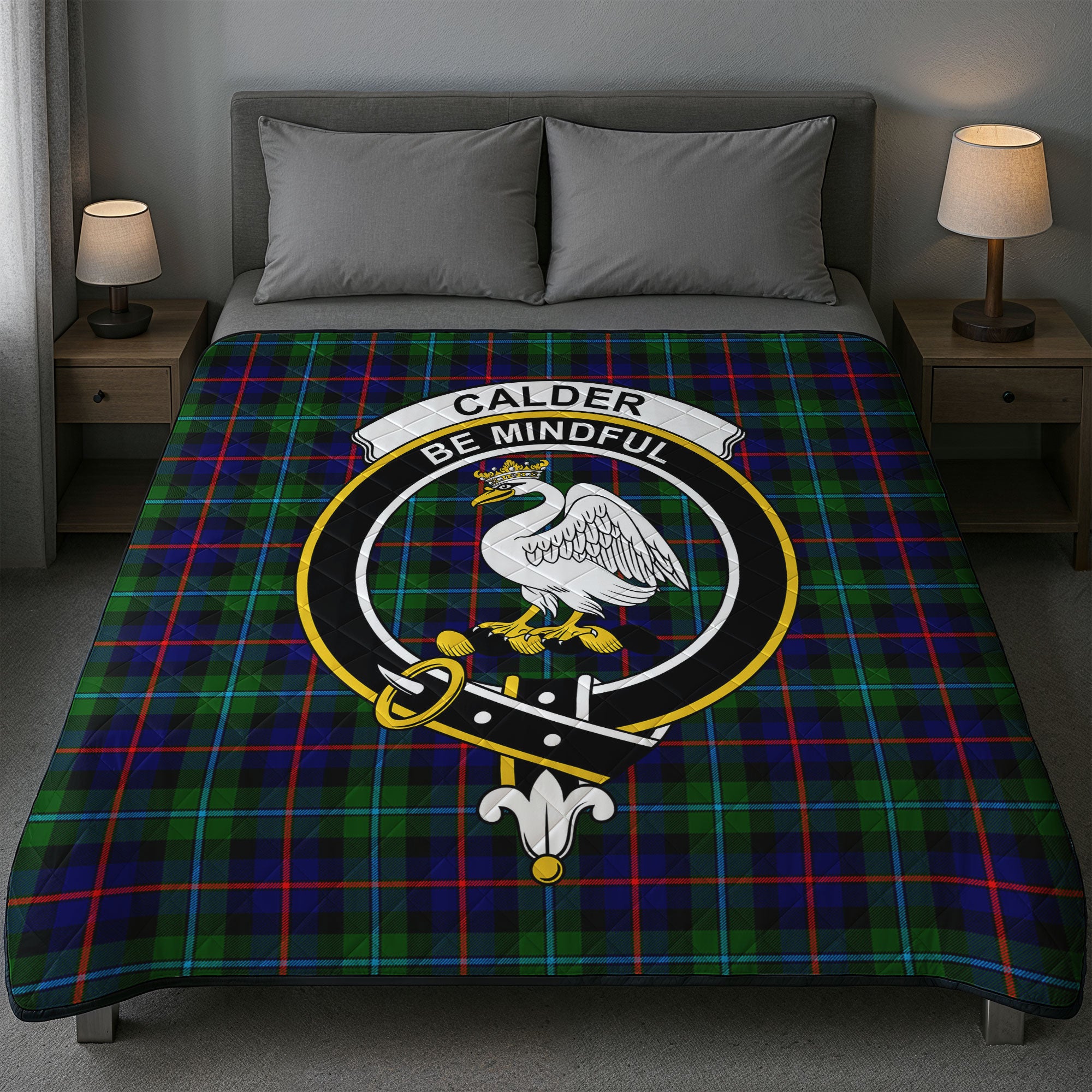 Calder (Calder-Campbell) Tartan Crest Quilt