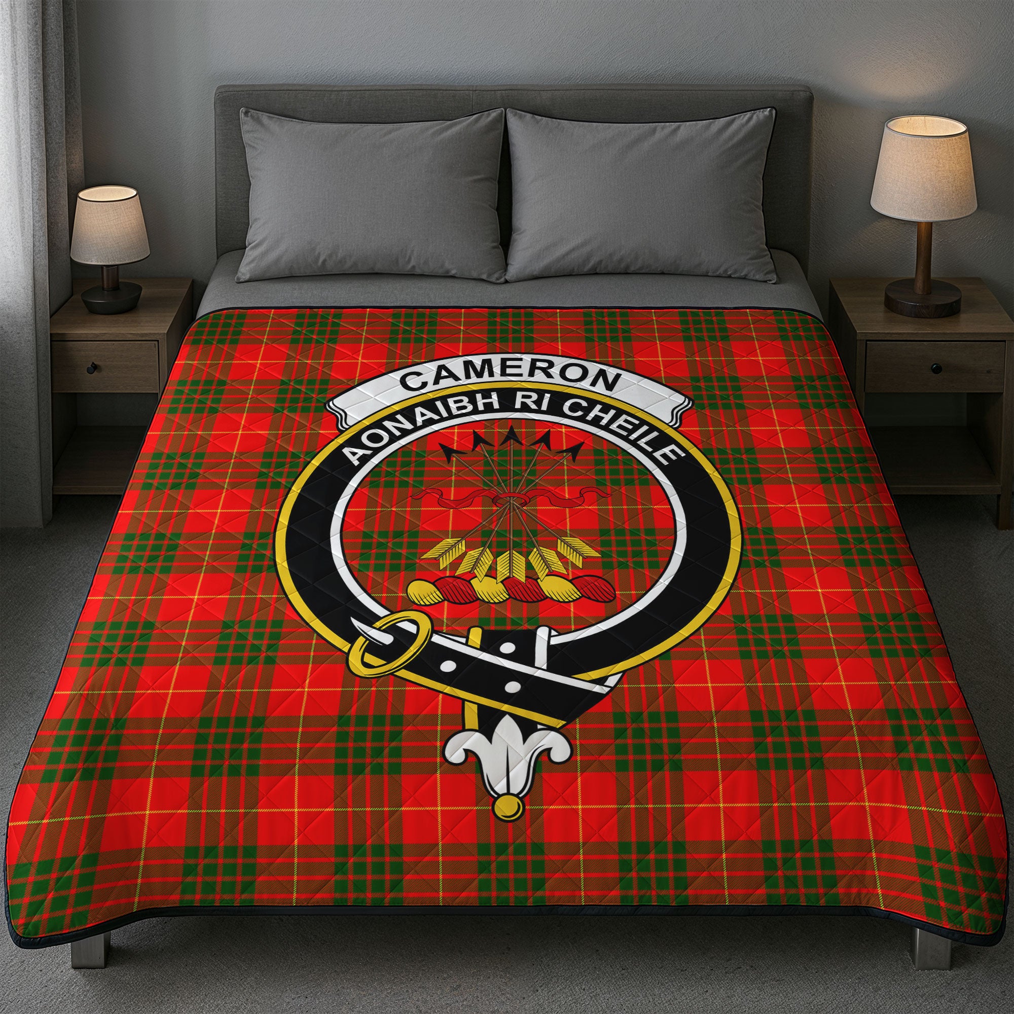 Cameron Modern Tartan Crest Quilt