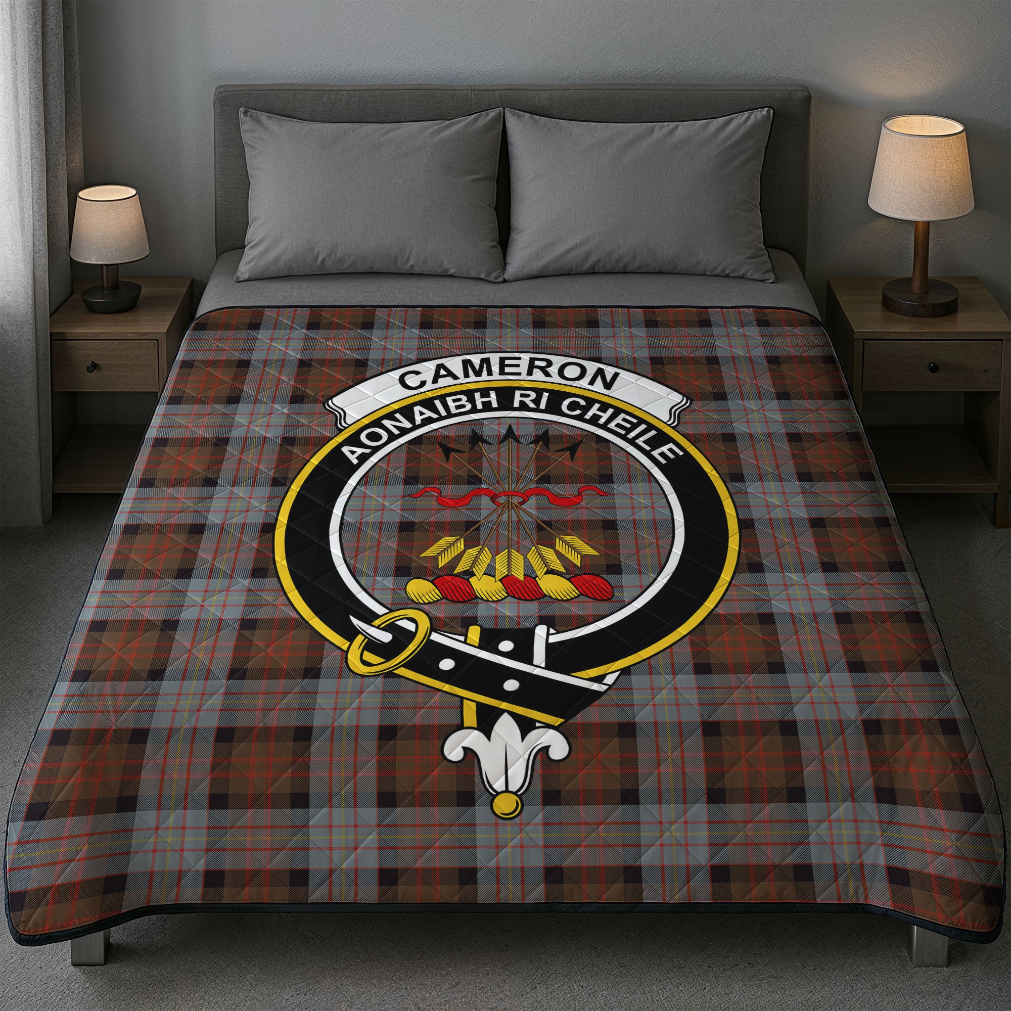 Cameron of Erracht Weathered Tartan Crest Quilt