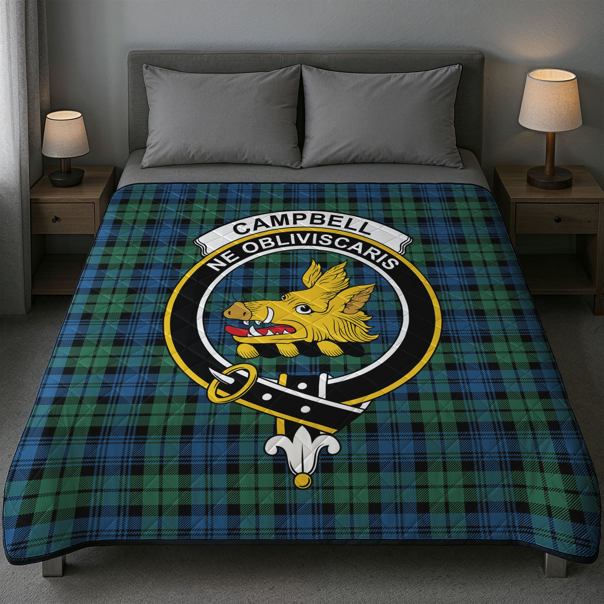 Campbell Ancient 02 Tartan Crest Quilt