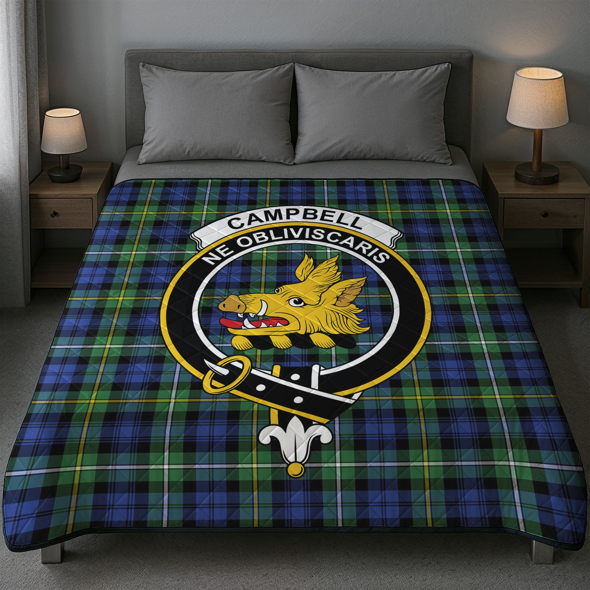 Campbell Argyll Ancient Tartan Crest Quilt