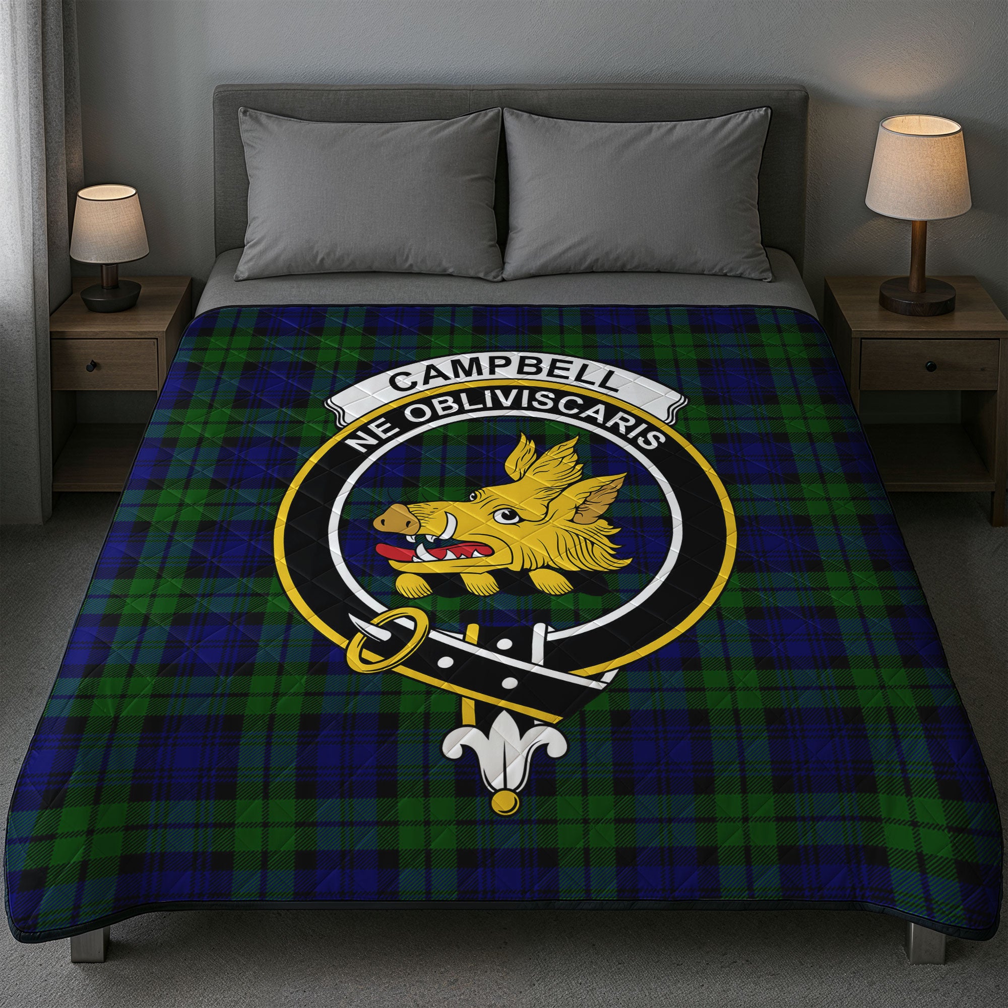 Campbell Modern Tartan Crest Quilt