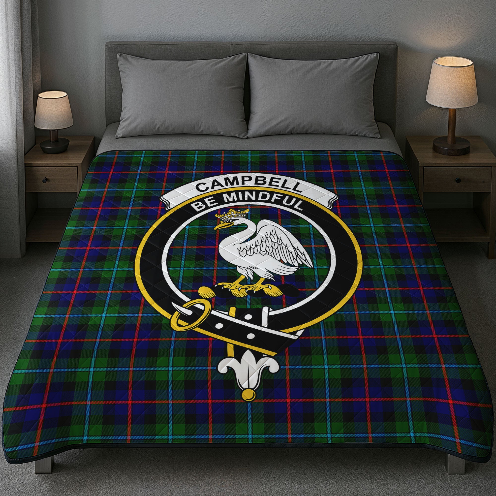 Campbell of Cawdor Modern Tartan Crest Quilt
