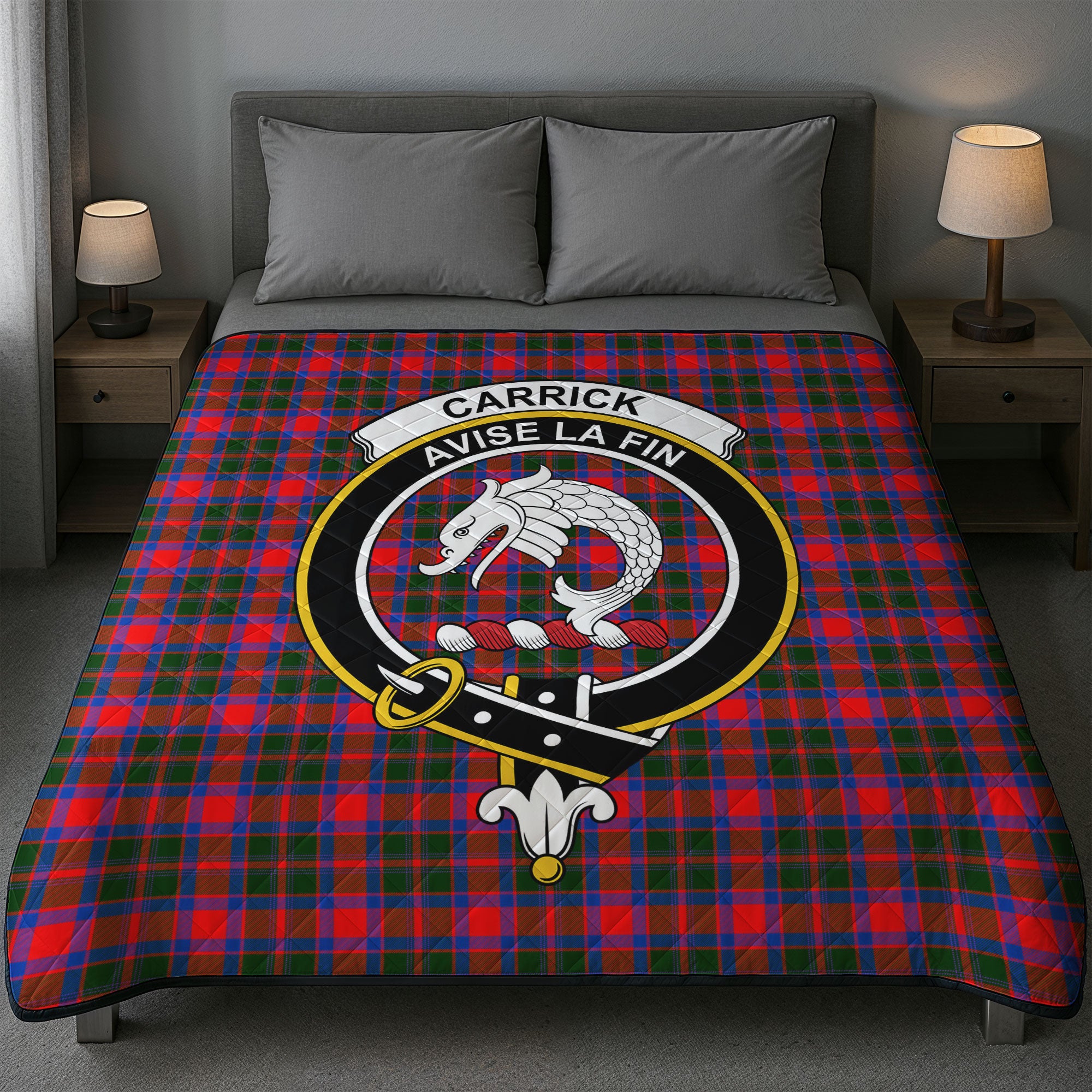 Carrick District Tartan Crest Quilt