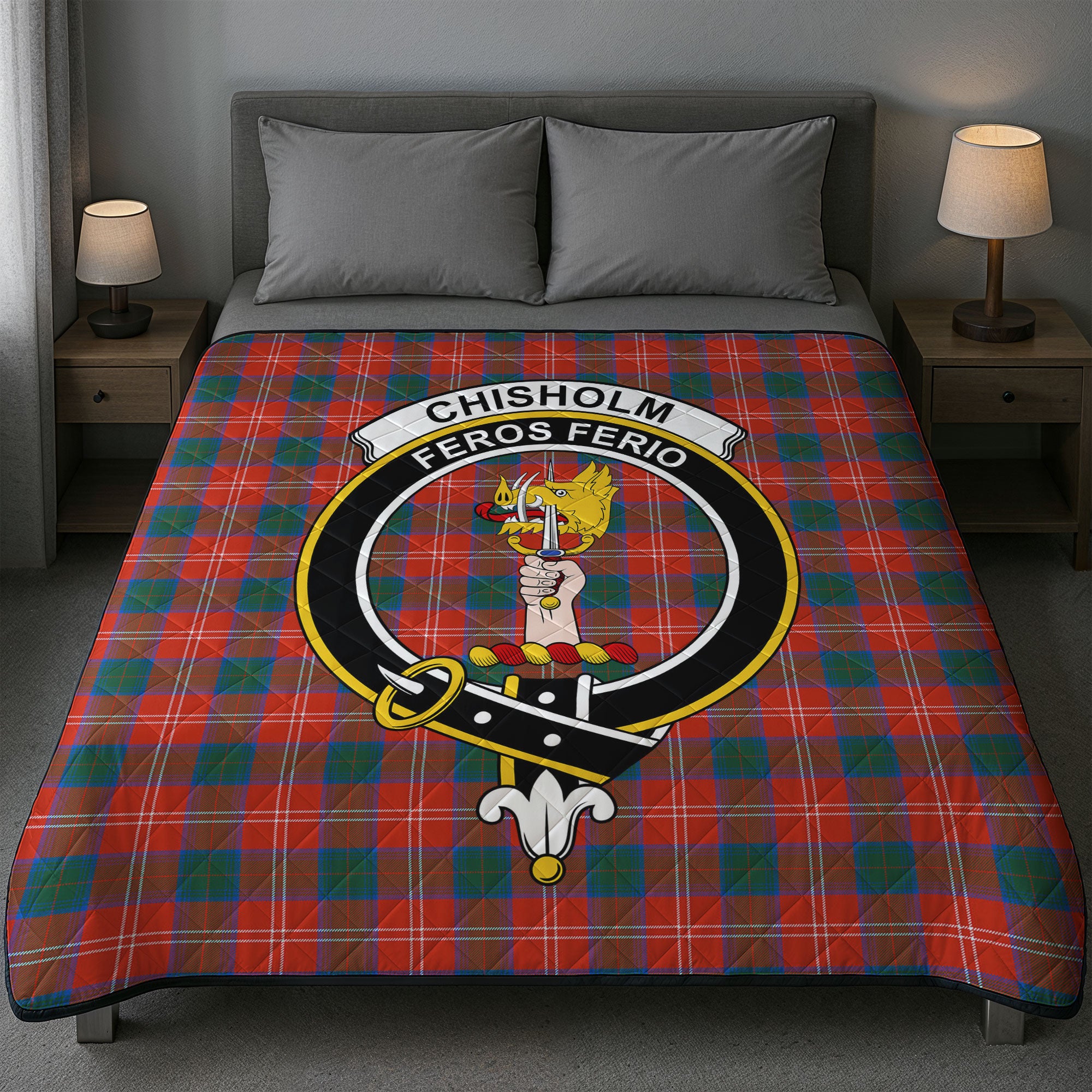 Chisholm Ancient Tartan Crest Quilt