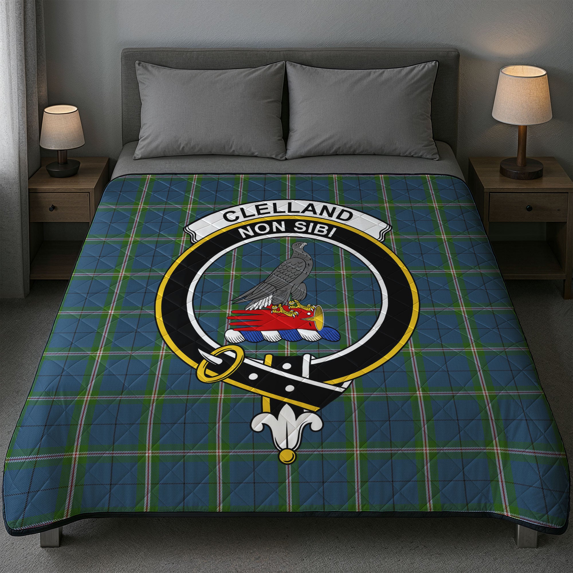 Clelland Tartan Crest Quilt