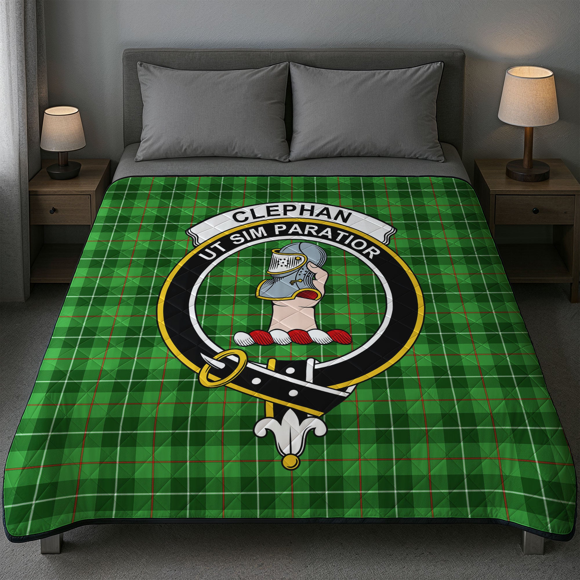 Clephan (or Clephane) Tartan Crest Quilt
