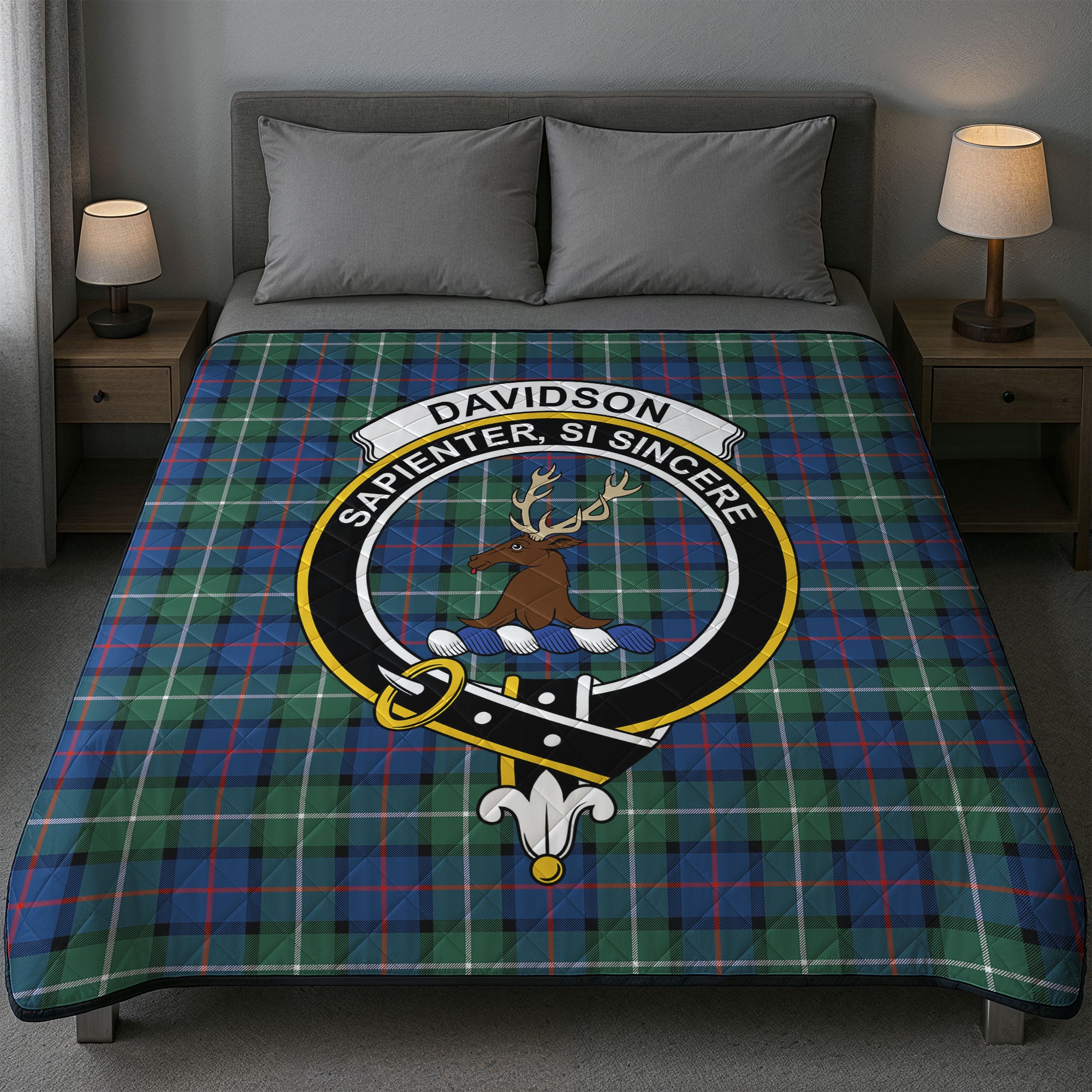Davidson of Tulloch Tartan Crest Quilt