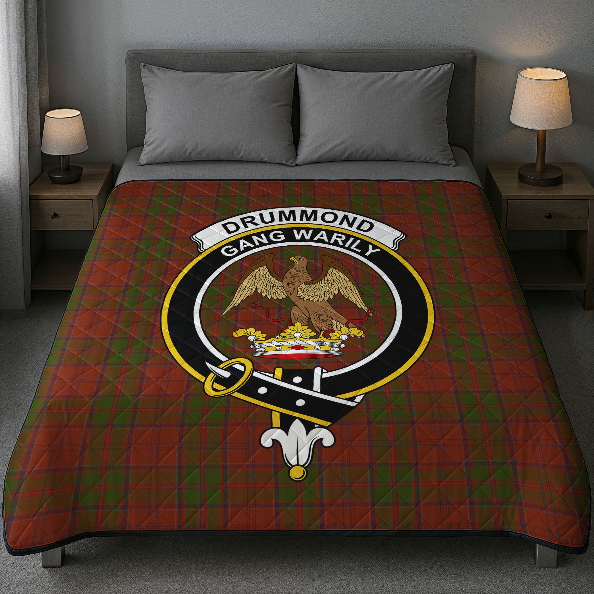 Drummond Clan Tartan Crest Quilt