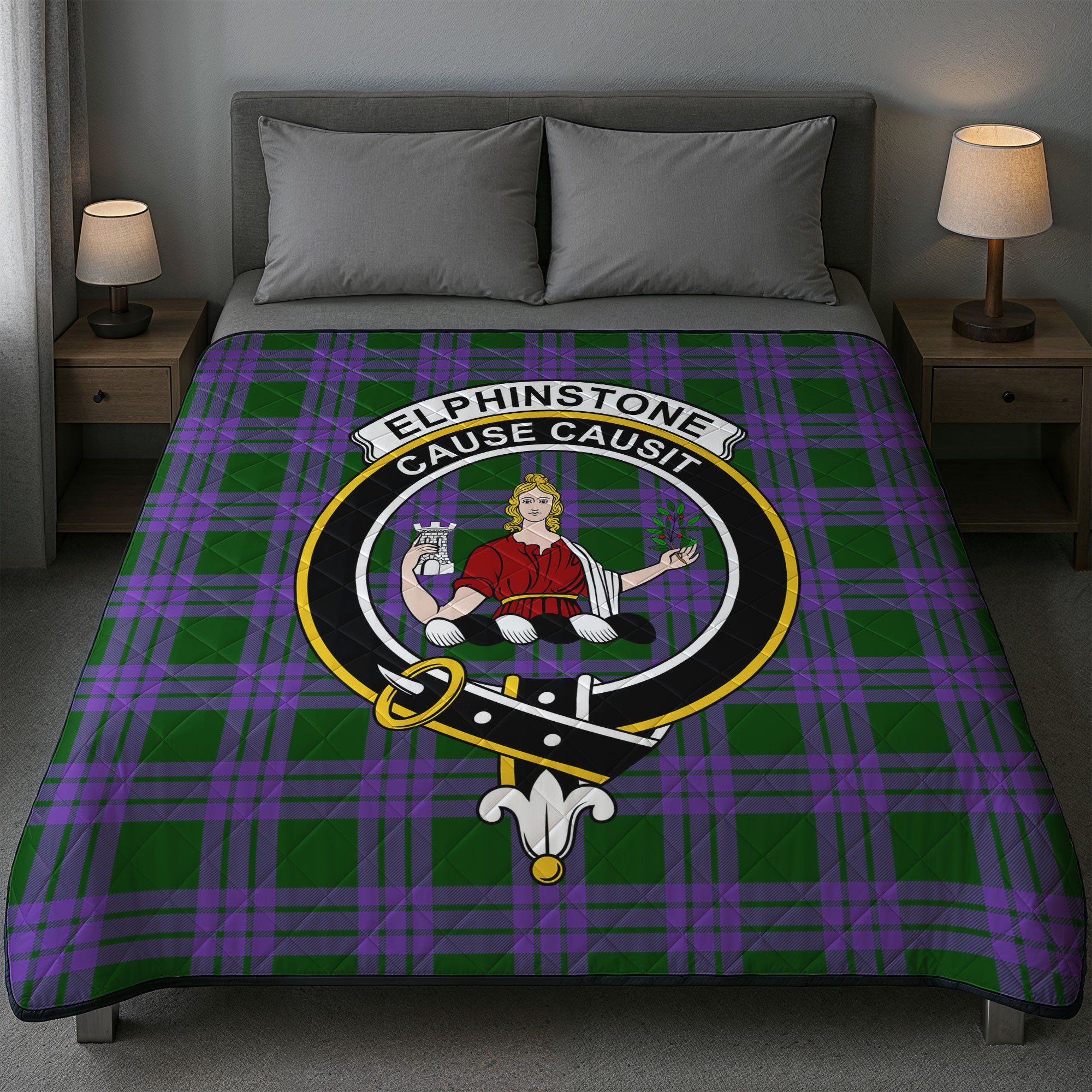 Elphinstone Tartan Crest Quilt