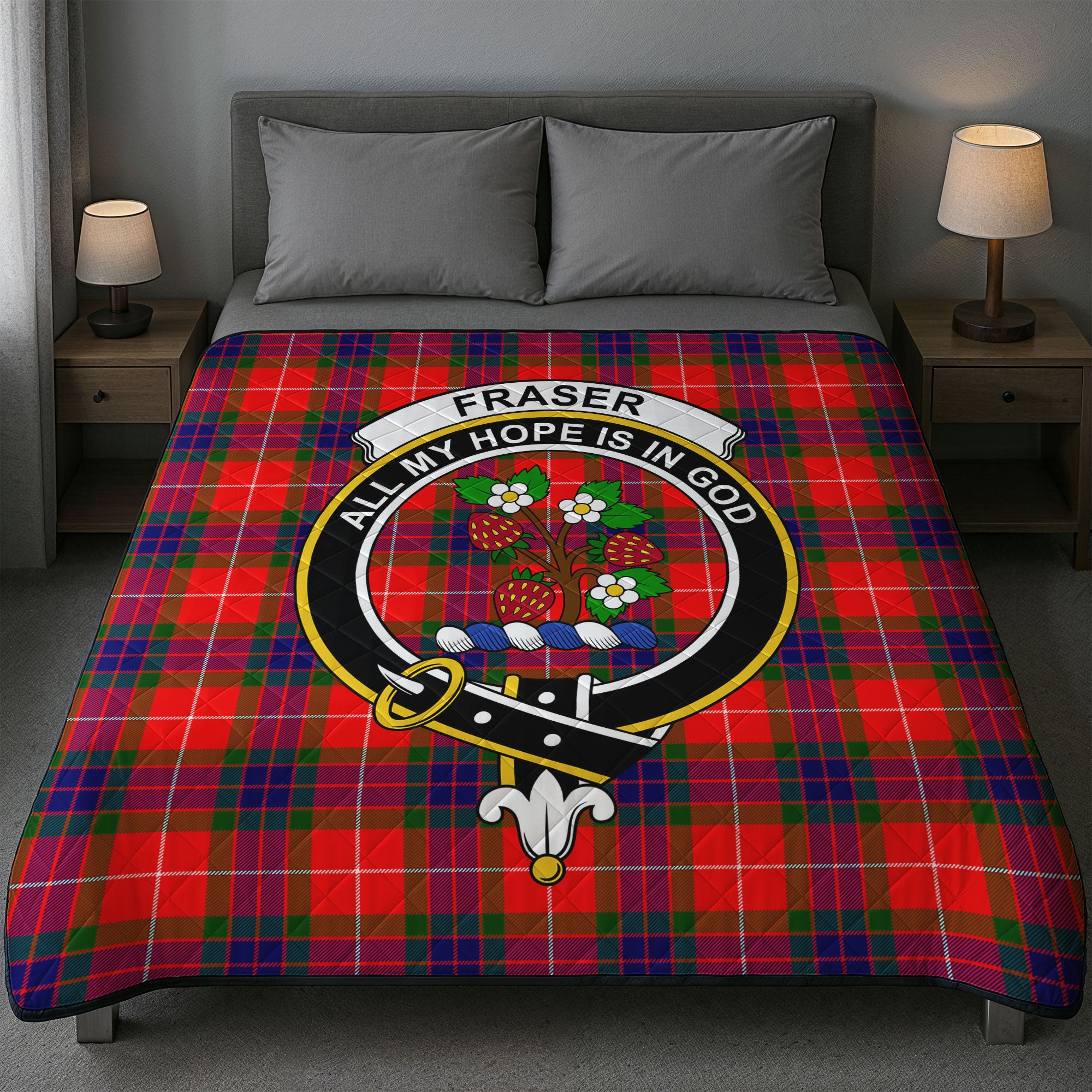 Fraser Tartan Crest Quilt