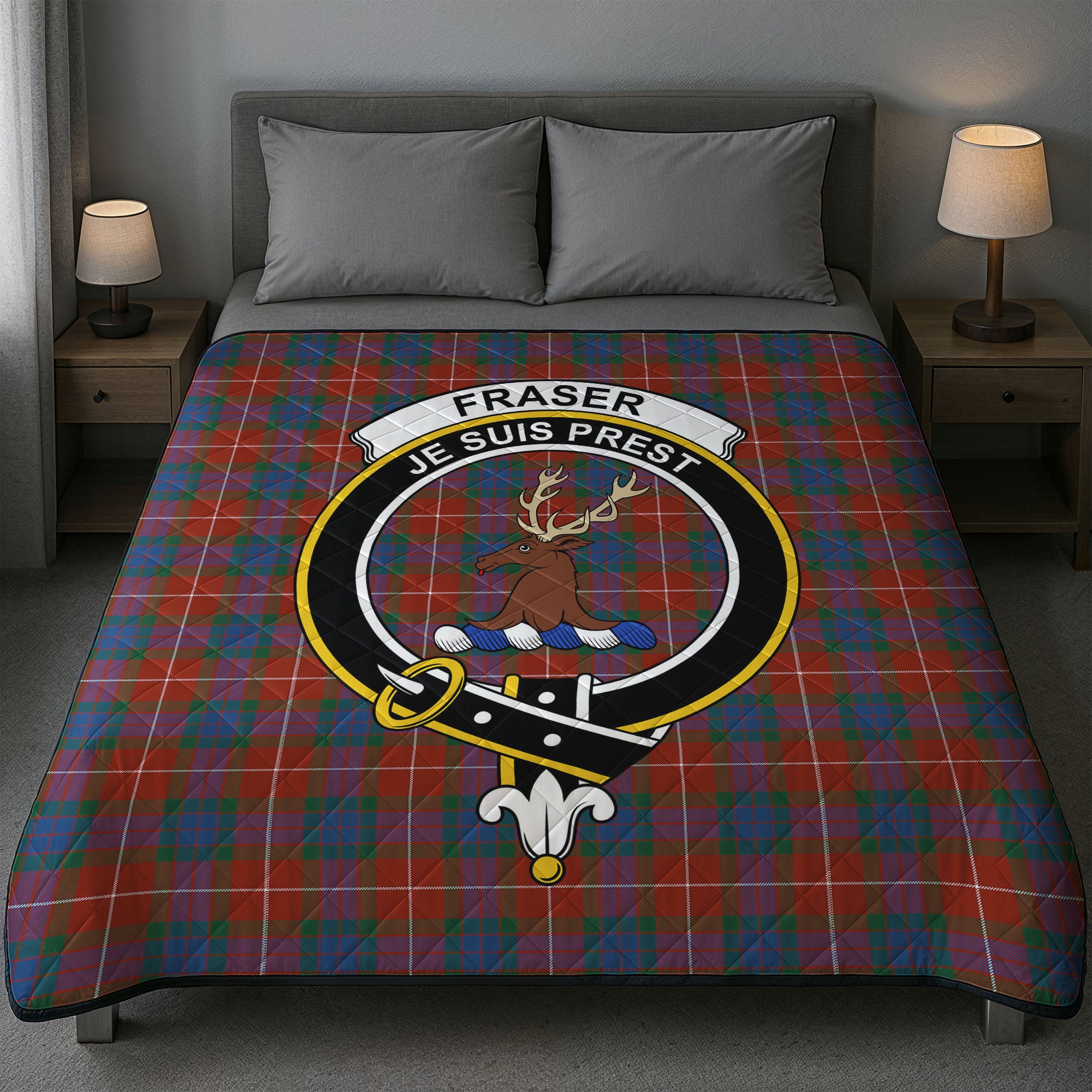 Fraser (of Lovat) Ancient Tartan Crest Quilt