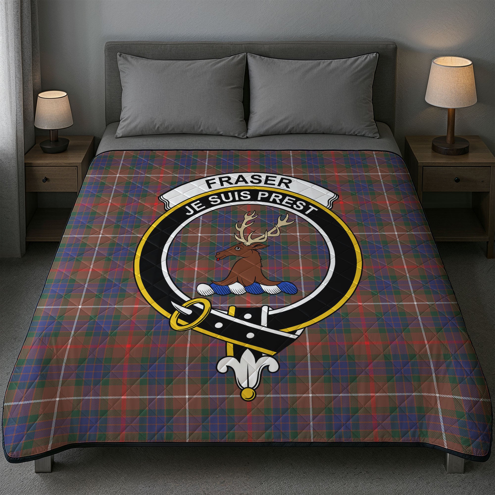 Fraser (of Lovat) Hunting Modern Tartan Crest Quilt