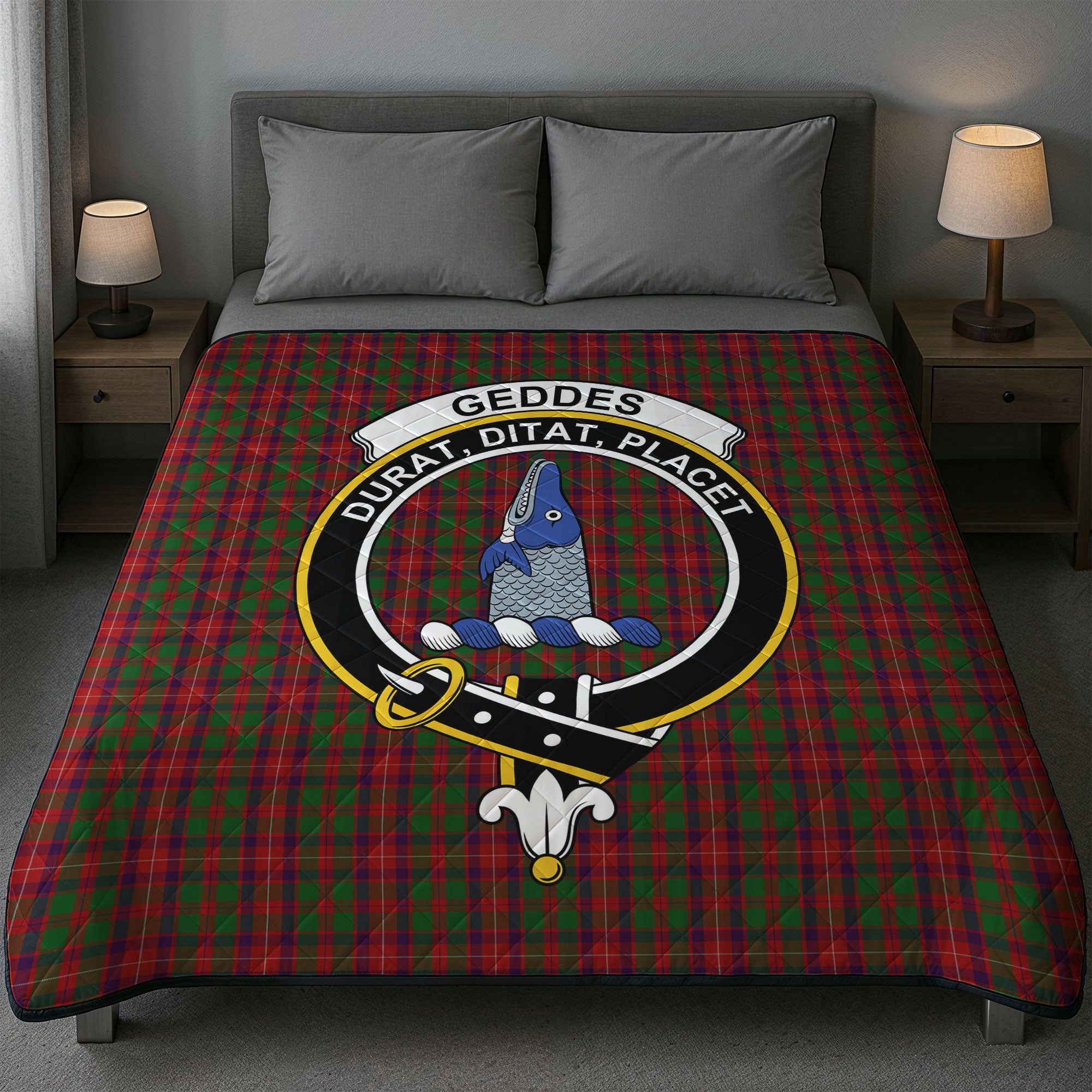 Geddes Tartan Crest Quilt