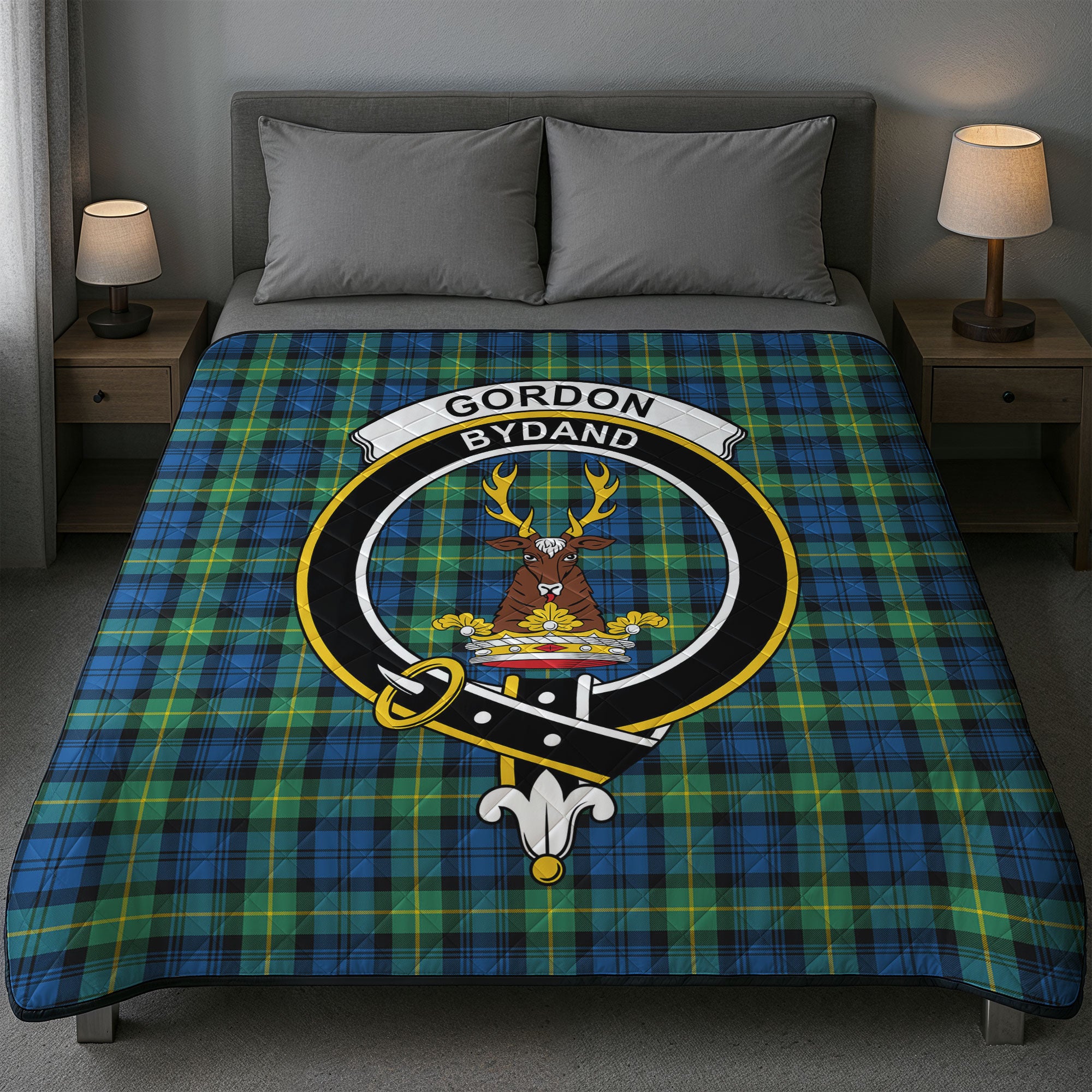 Gordon Ancient Tartan Crest Quilt