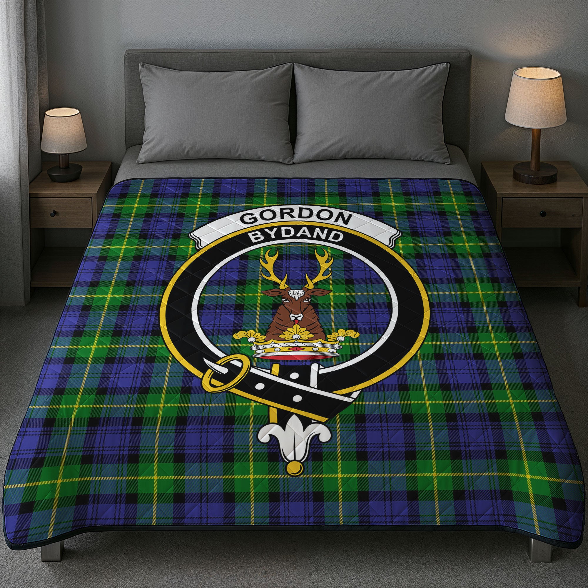 Gordon Modern Tartan Crest Quilt