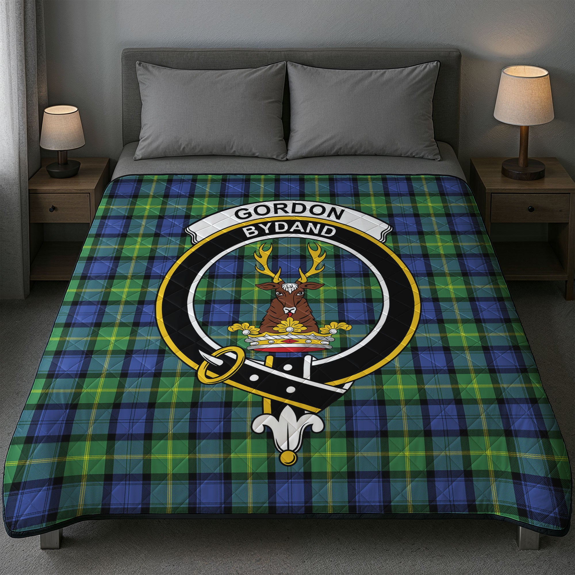 Gordon Old Ancient Tartan Crest Quilt