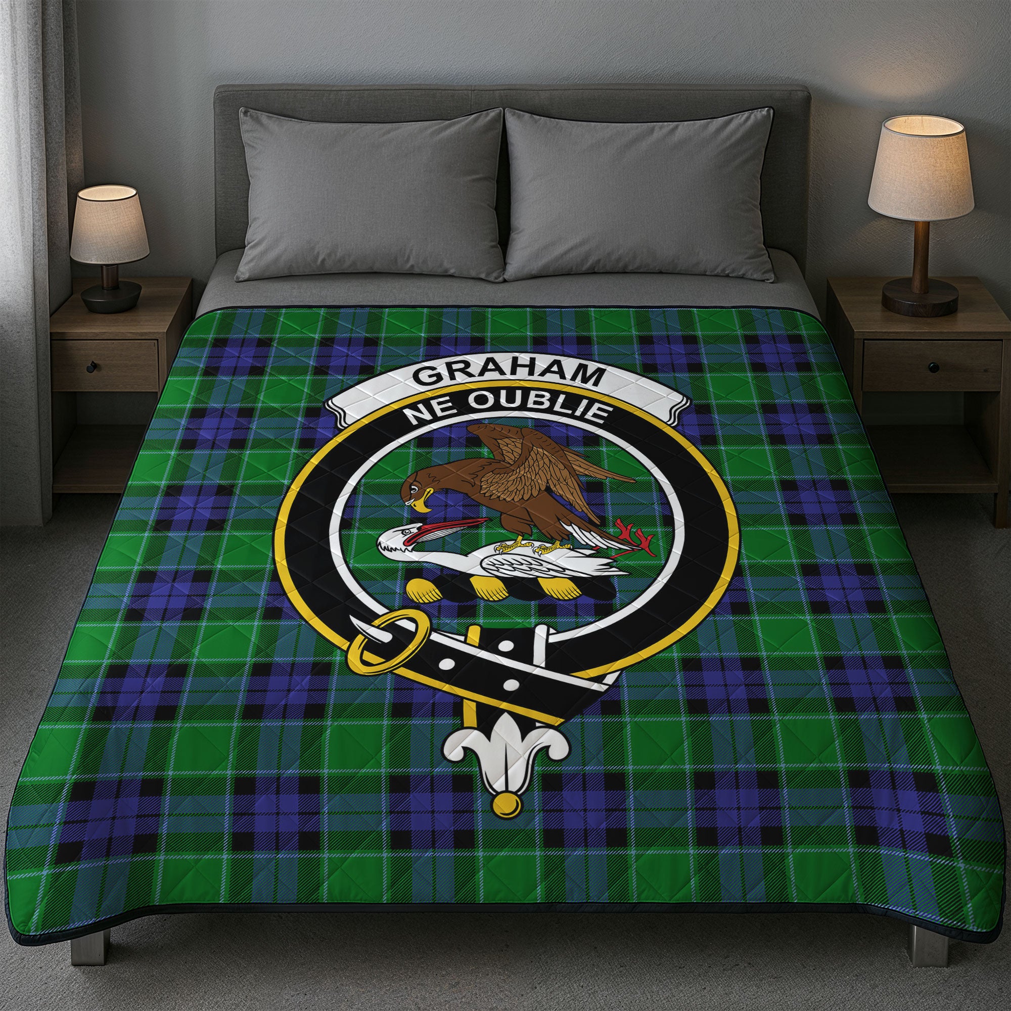 Graham of Menteith Modern Tartan Crest Quilt