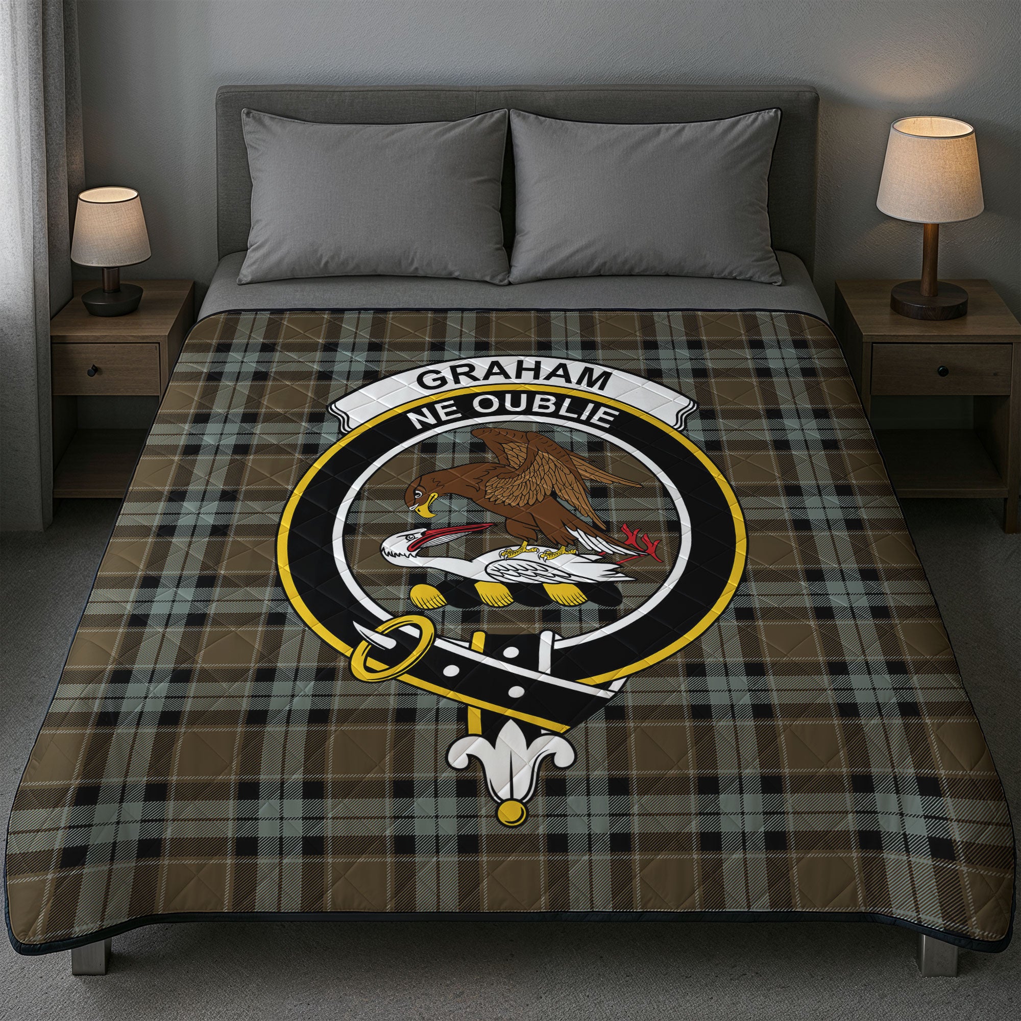 Graham of Menteith Weathered Tartan Crest Quilt