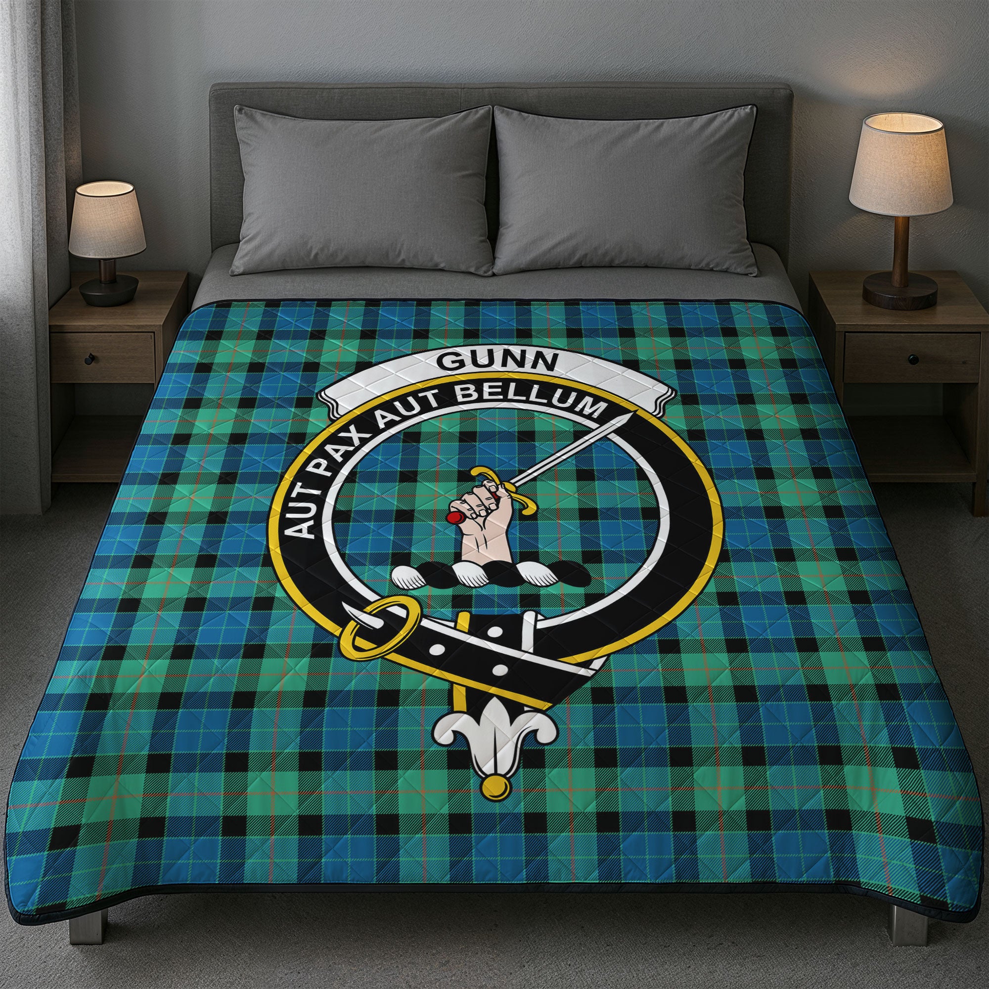 Gunn Ancient Tartan Crest Quilt