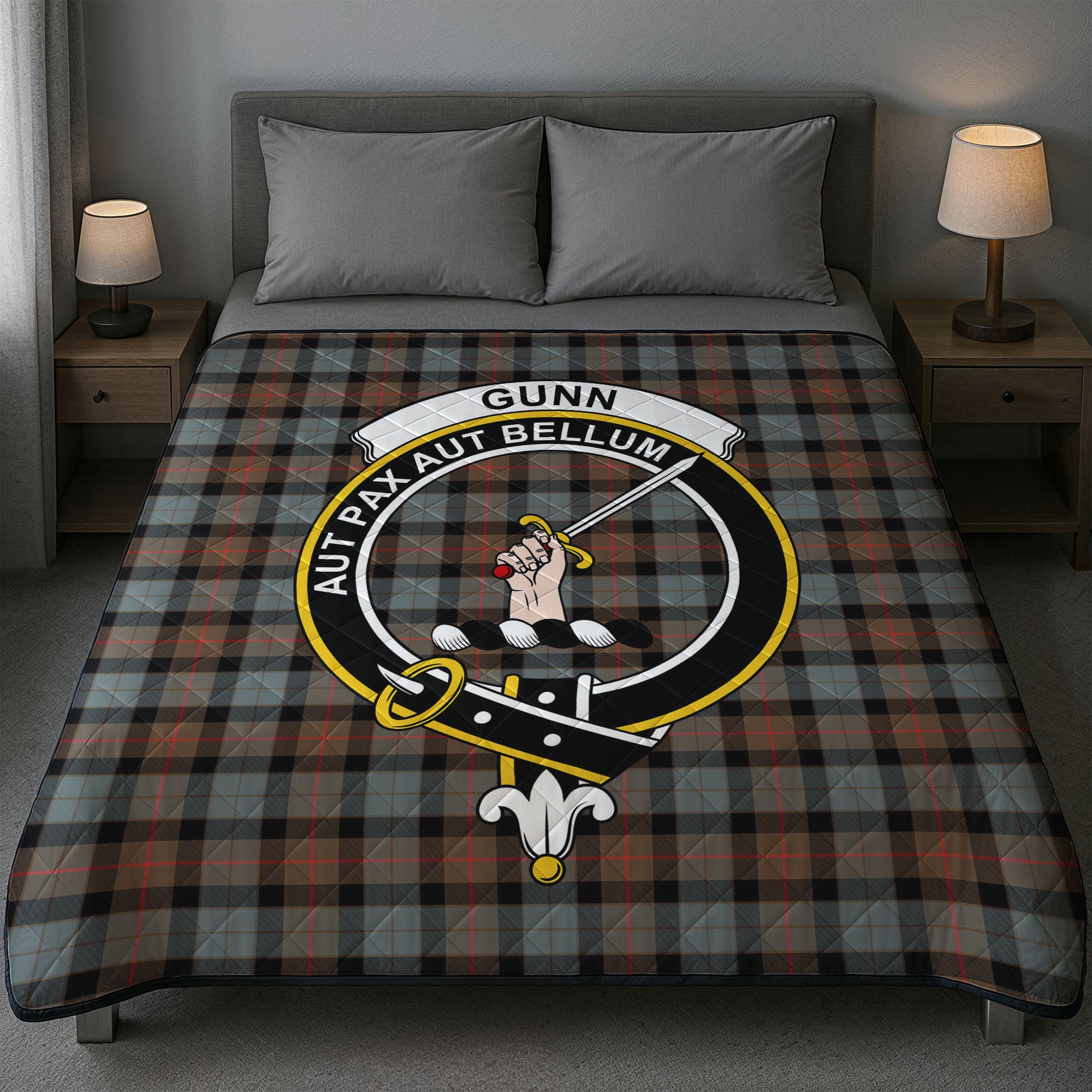 Gunn Weathered Tartan Crest Quilt