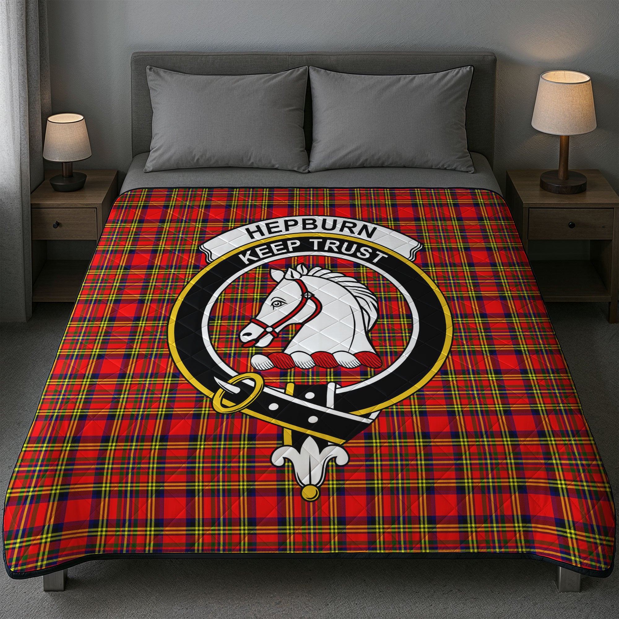 Hepburn Tartan Crest Quilt