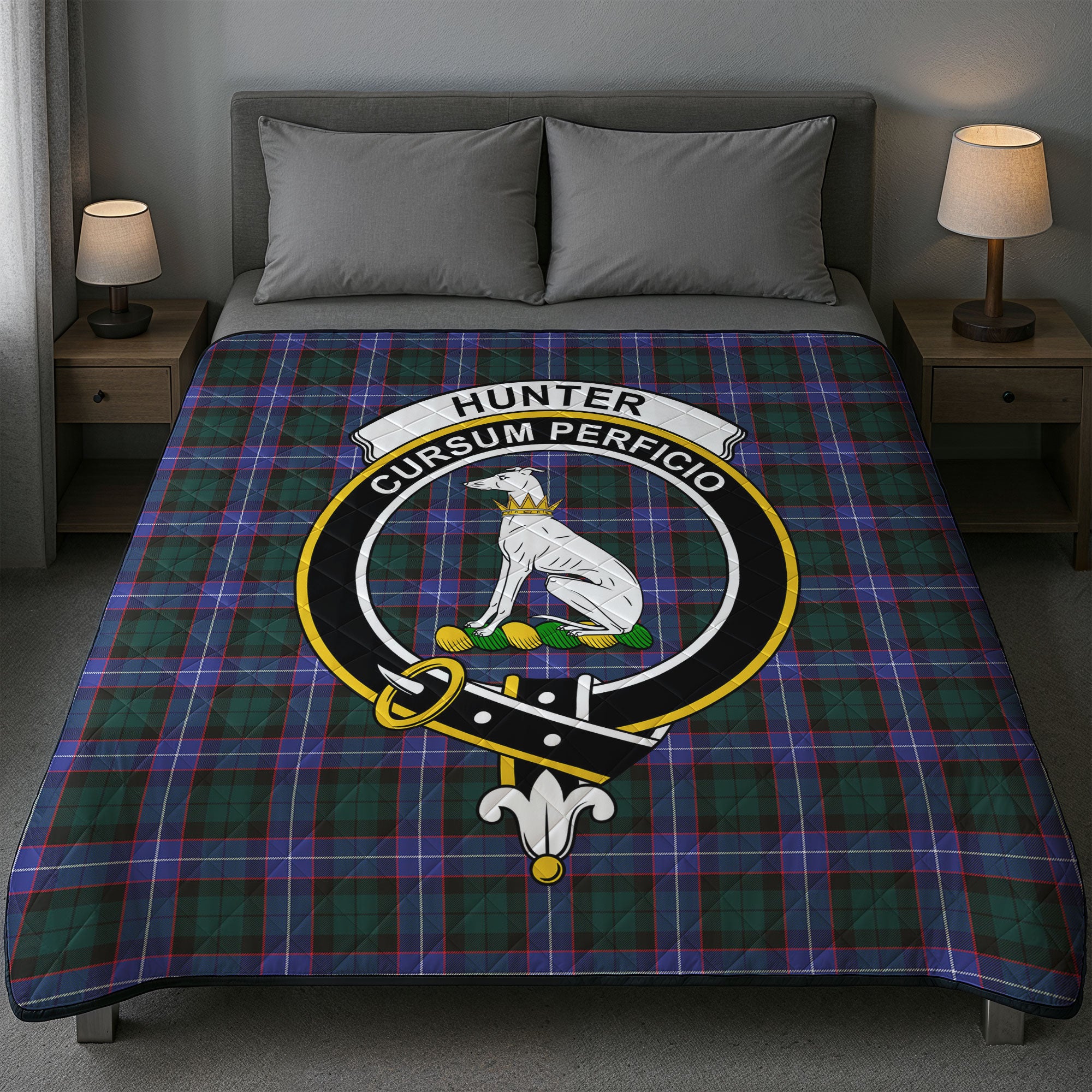 Hunter Modern Tartan Crest Quilt