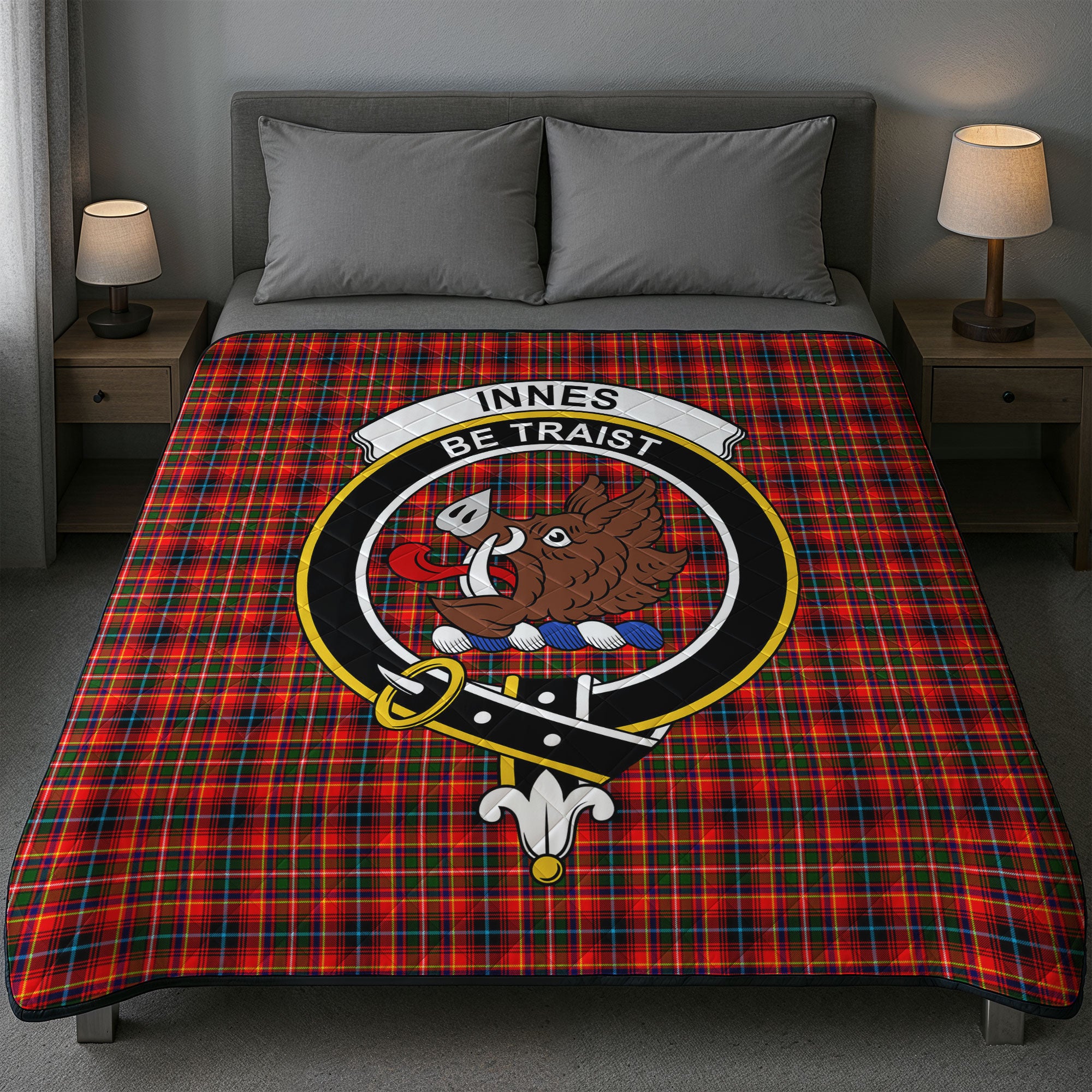Innes Modern Tartan Crest Quilt