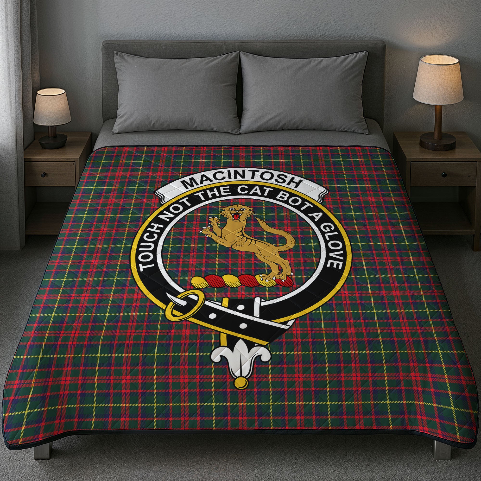 MacIntosh Hunting Modern Tartan Crest Quilt