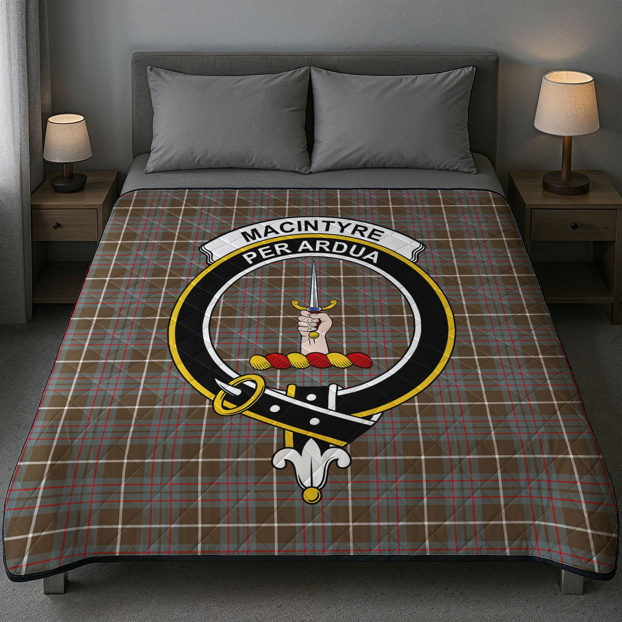 MacIntyre Hunting Weathered Tartan Crest Quilt