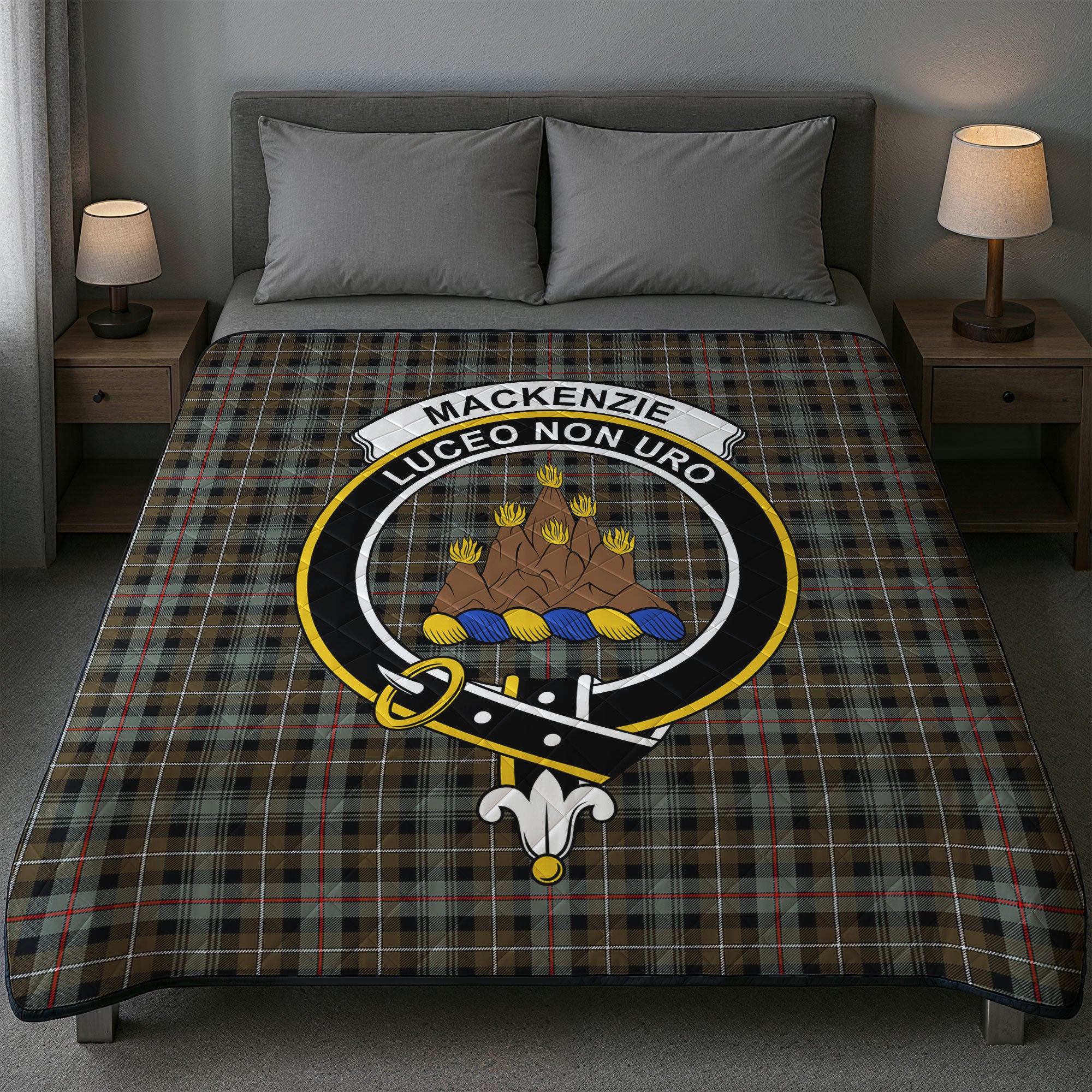 MacKenzie Weathered Tartan Crest Quilt