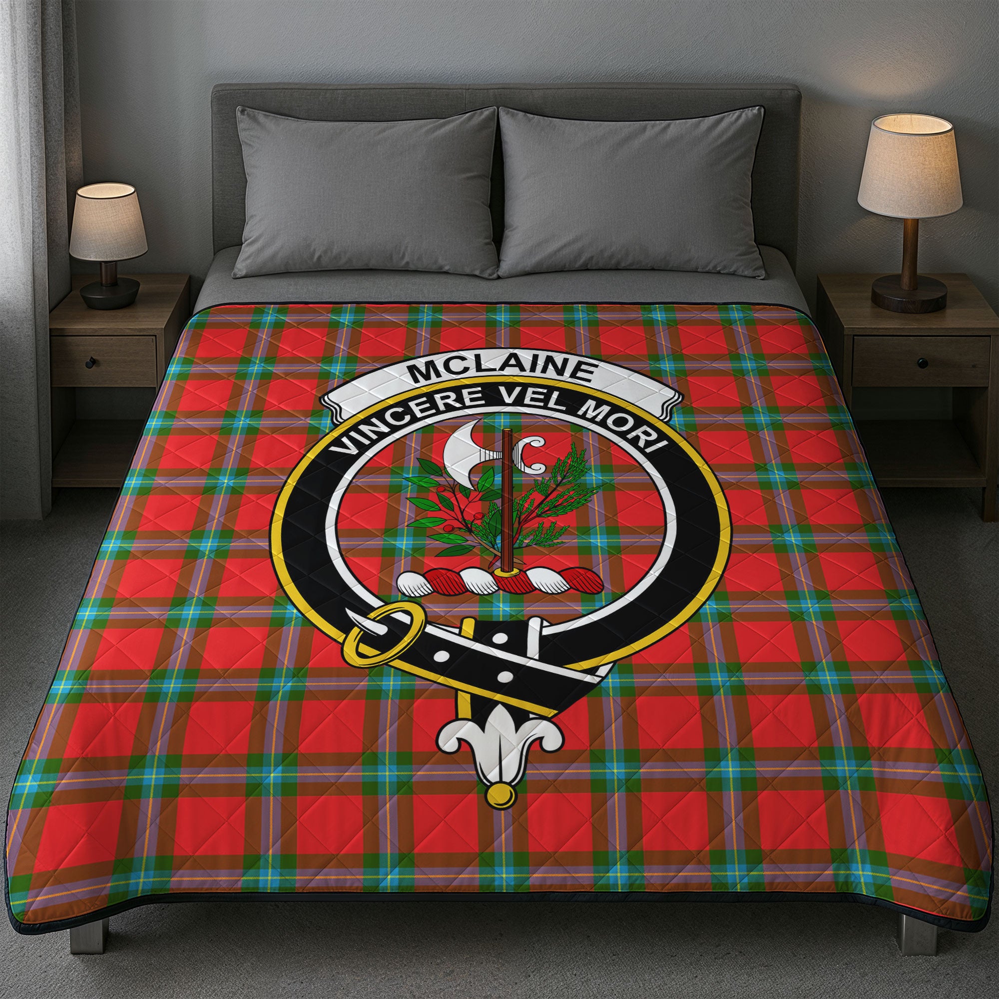 McLaine of Loch Buie Tartan Crest Quilt