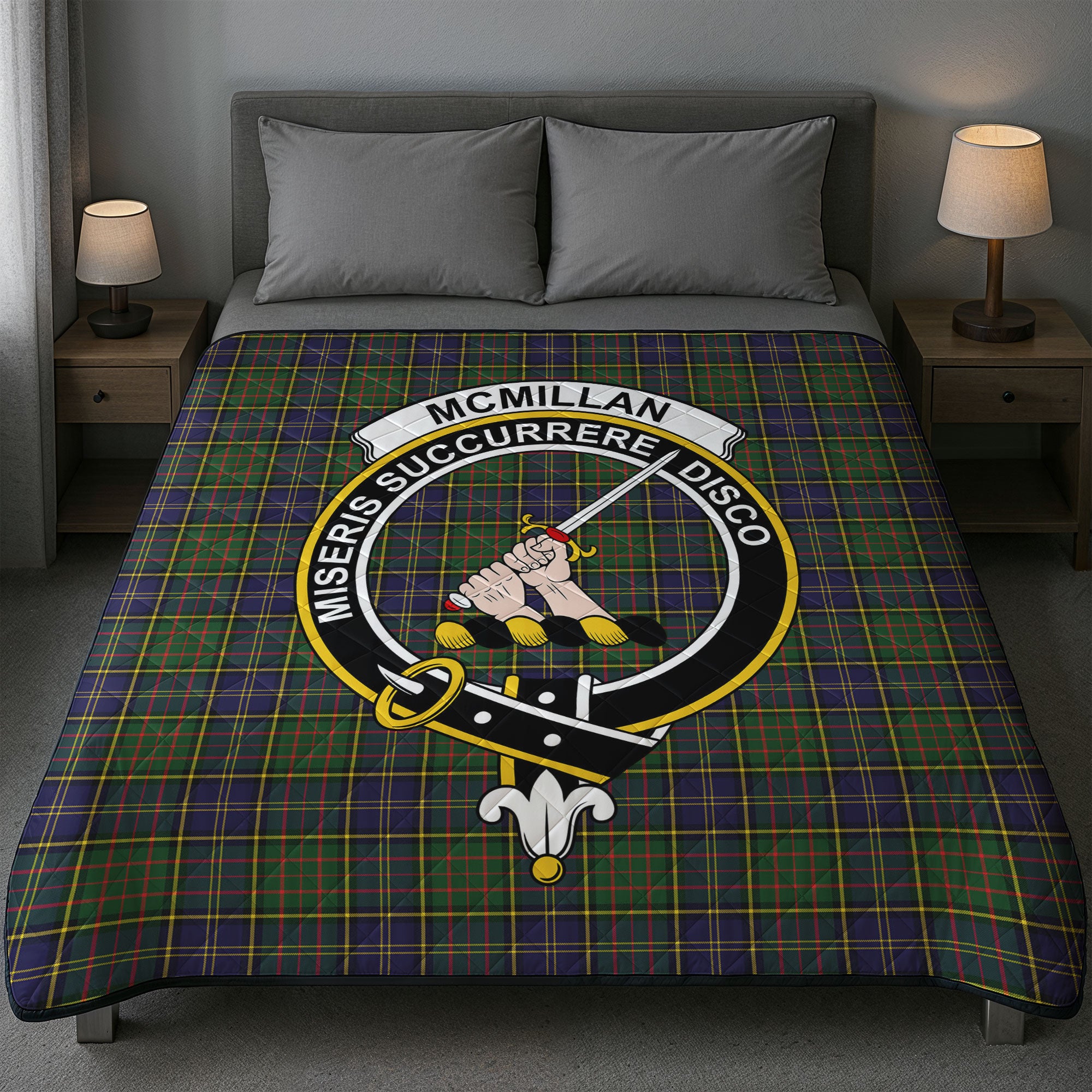 McMillan Hunting Modern Tartan Crest Quilt