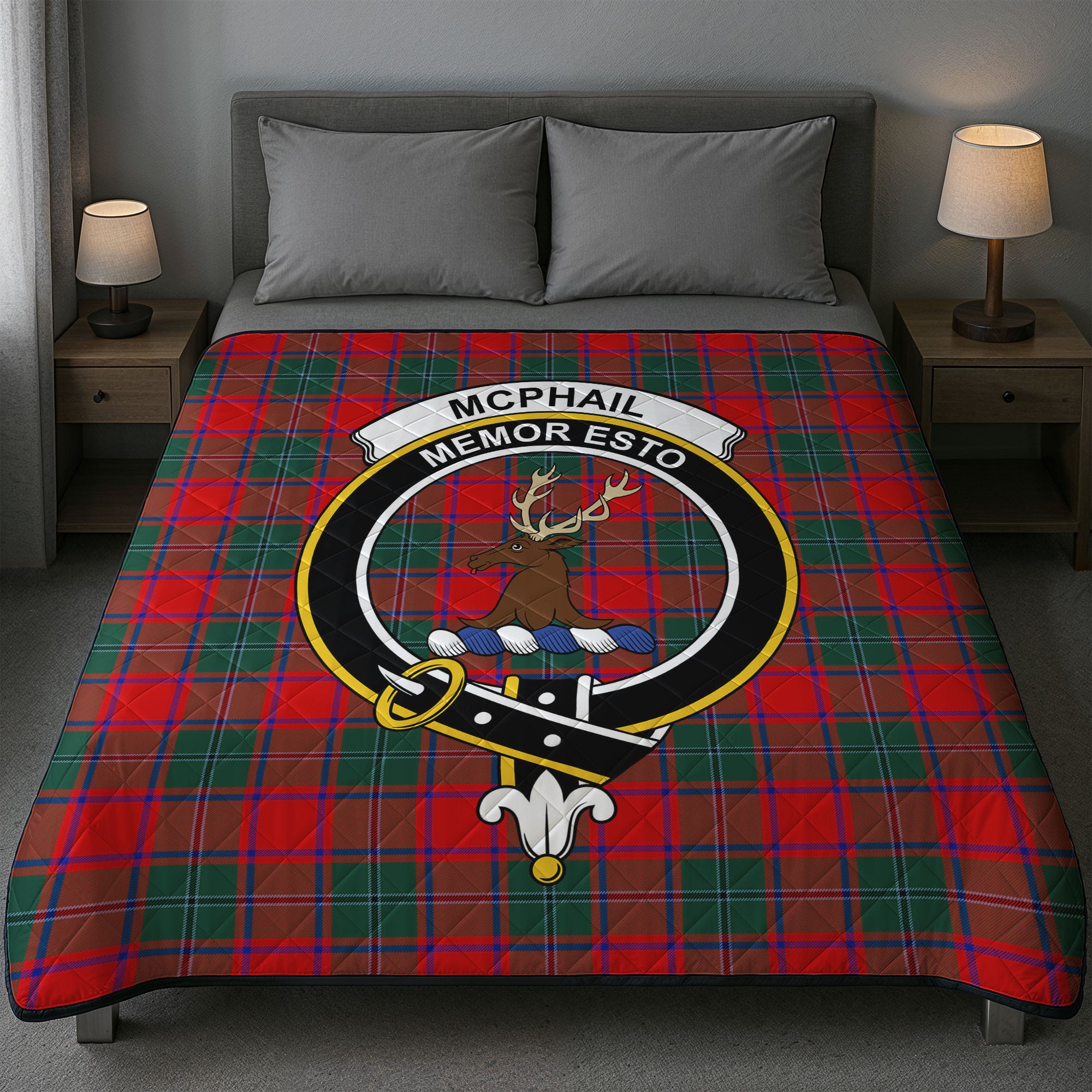 McPhail Clan Tartan Crest Quilt