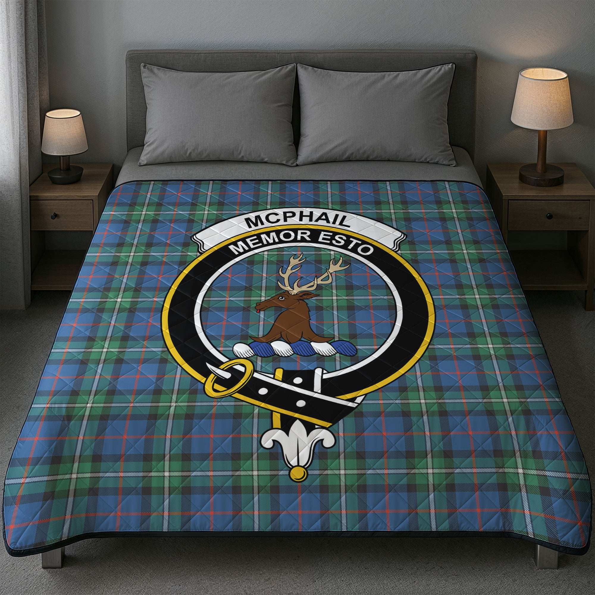 McPhail Hunting Ancient Tartan Crest Quilt
