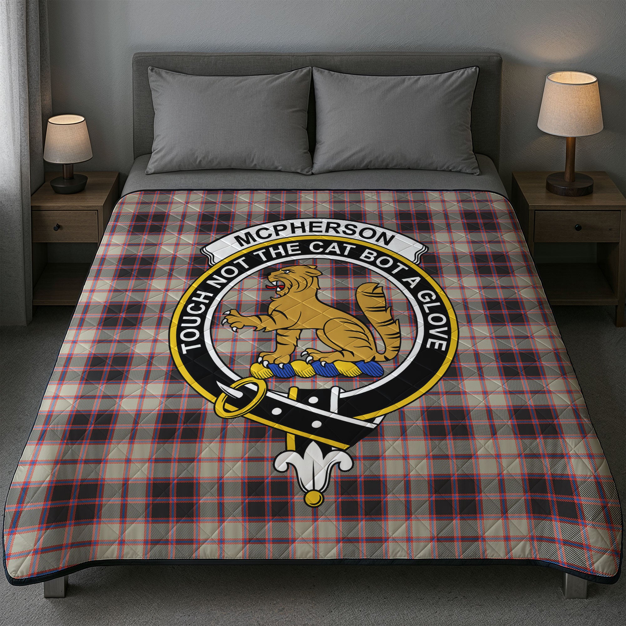 McPherson Hunting Ancient Tartan Crest Quilt