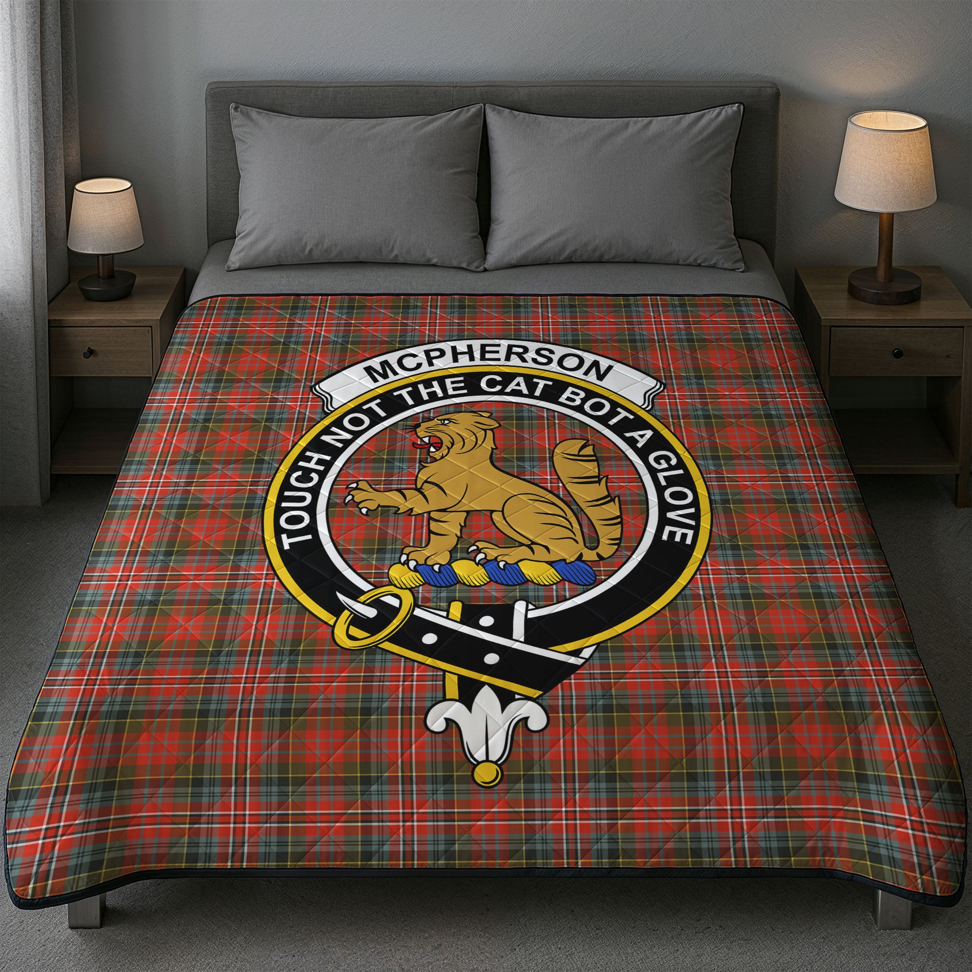 McPherson Weathered Tartan Crest Quilt