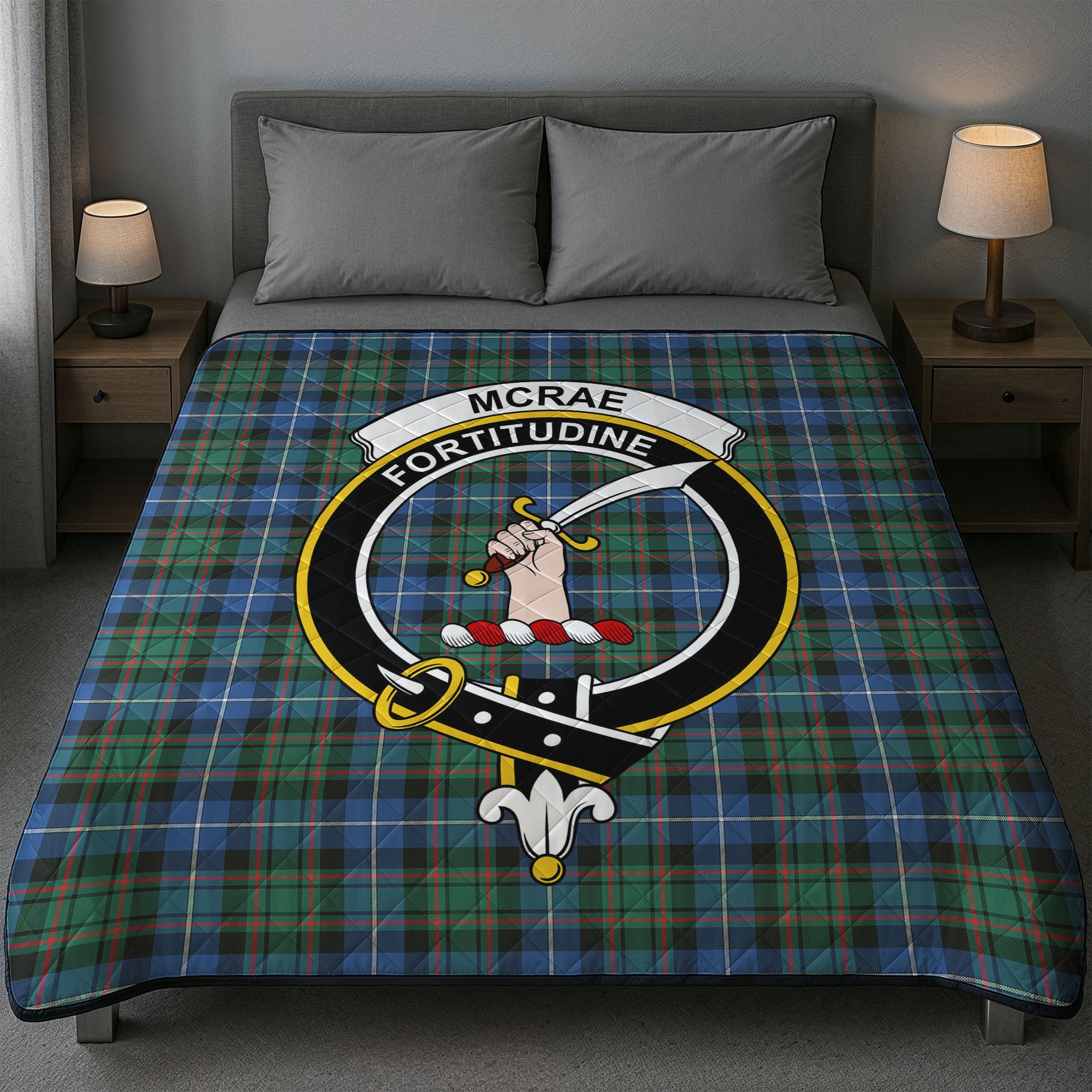 McRae Hunting Ancient Tartan Crest Quilt