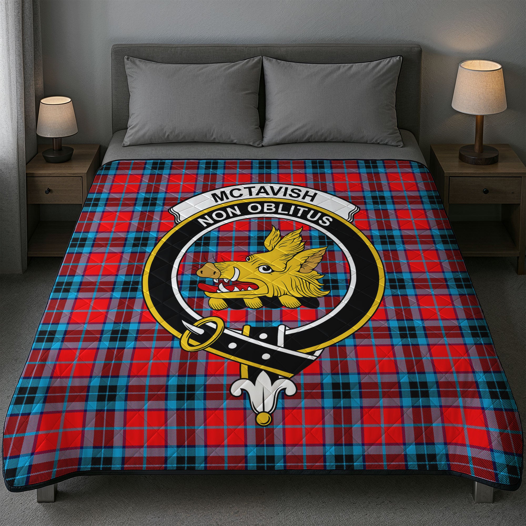 McTavish Modern Tartan Crest Quilt