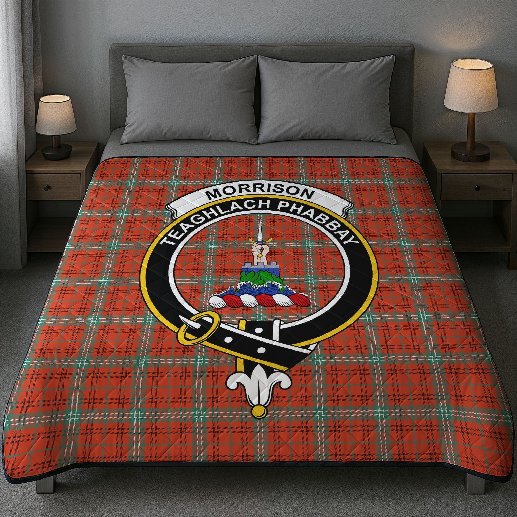 Morrison Red Ancient Tartan Crest Quilt